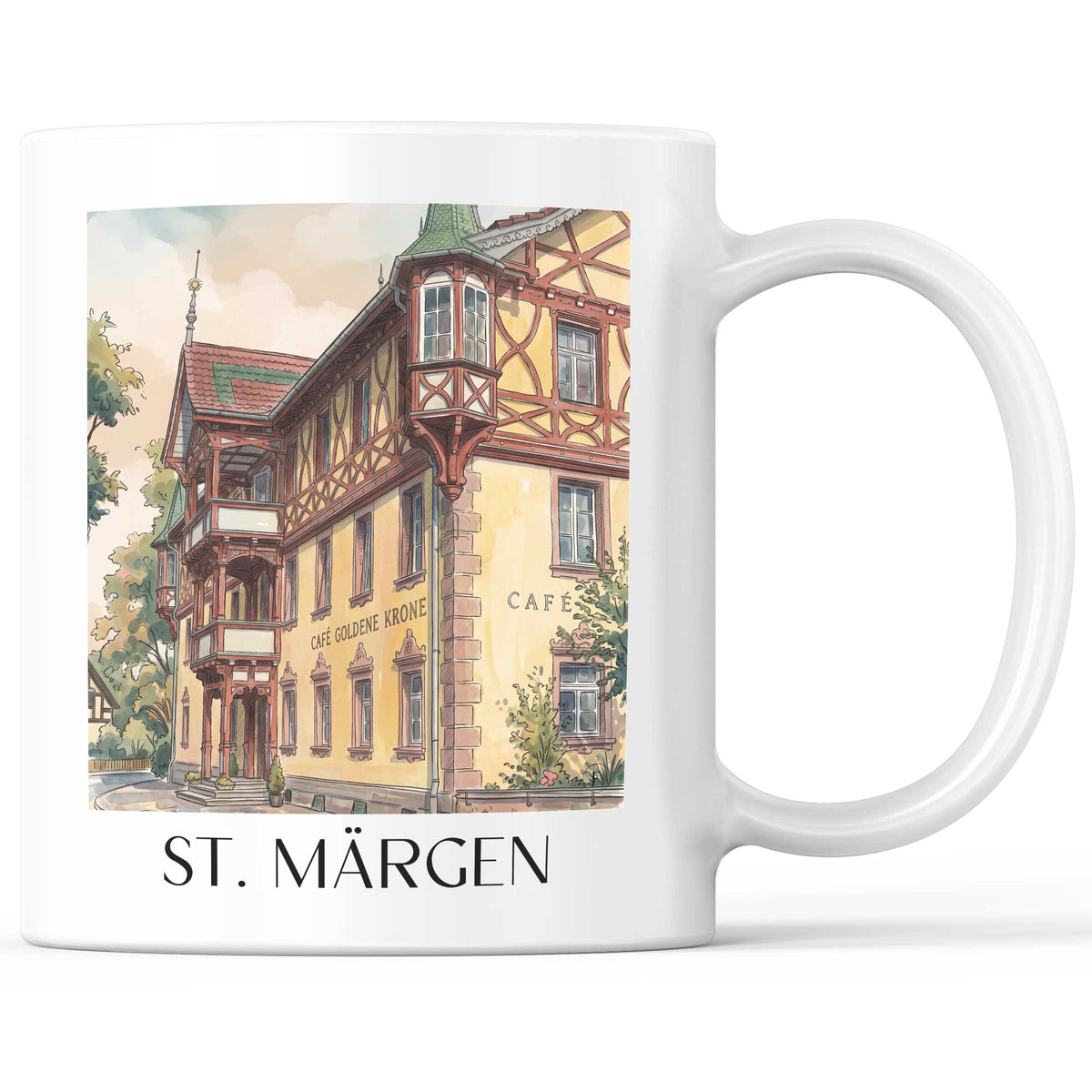 St. Märgen Kaffeebecher - Hochschwarzwald - Deutschland Becher - Kaffeetasse im Aquarell Stil