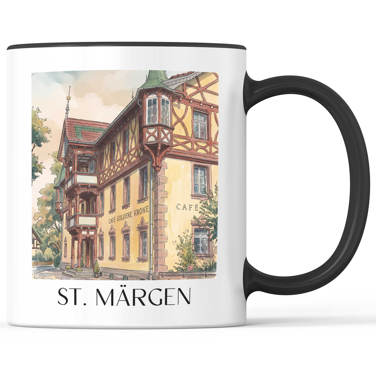 St. Märgen Kaffeebecher - Hochschwarzwald - Deutschland Becher - Kaffeetasse im Aquarell Stil