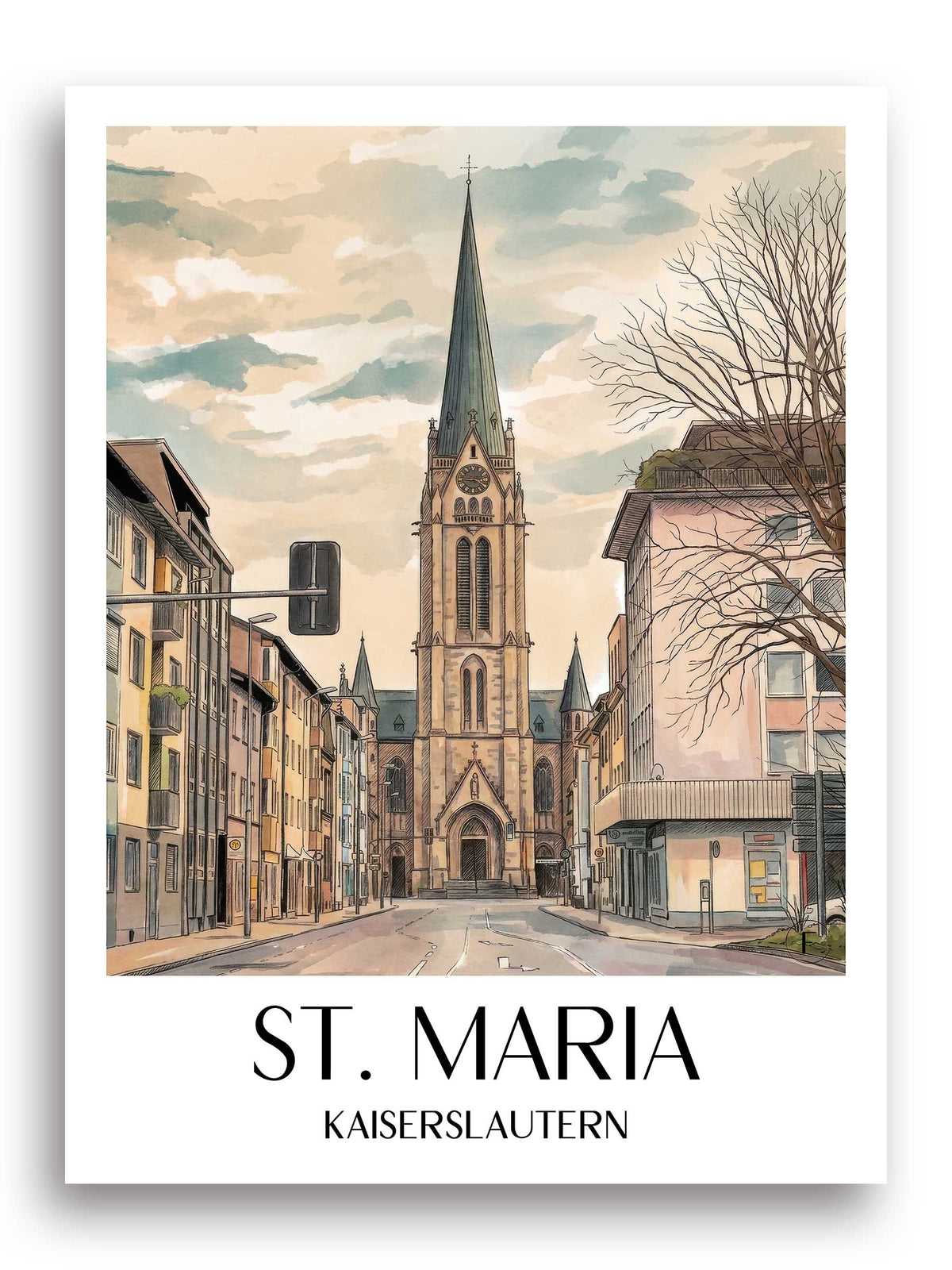st.-maria-kaiserslautern-deutschland-poster-aquarell