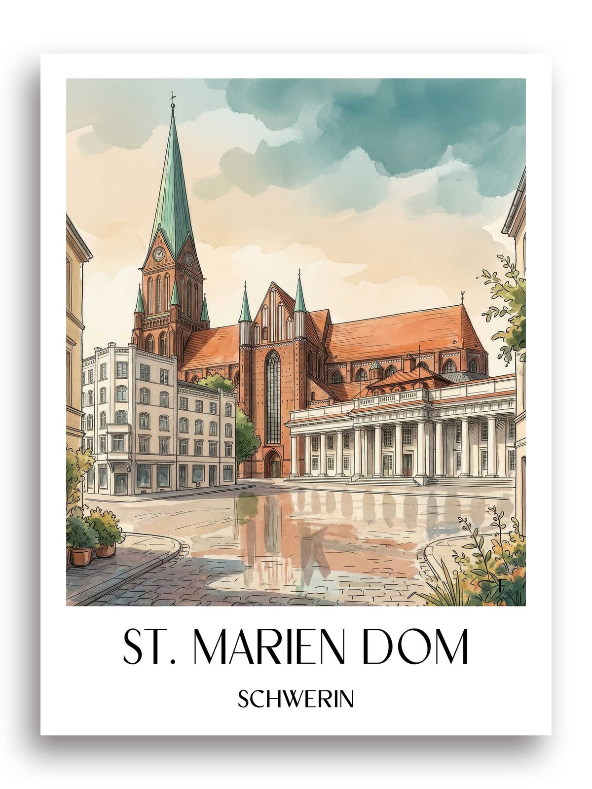 st.-marien-dom-schwerin-deutschland-poster-aquarell