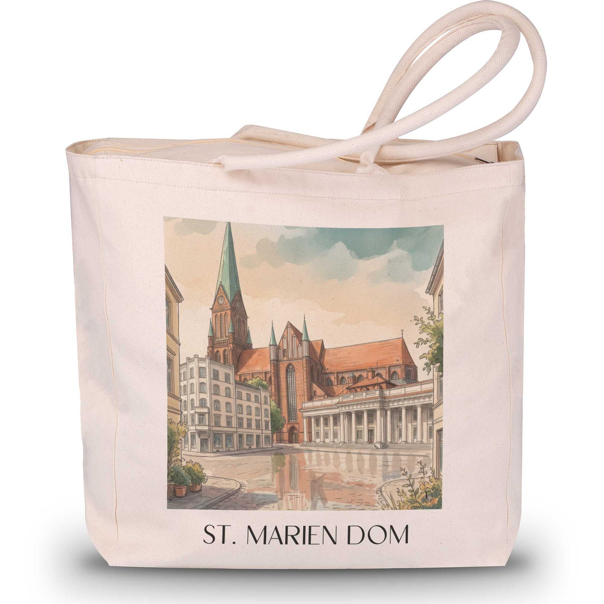st.-marien-dom-schwerin-deutschland-einkaufstasche-aquarell