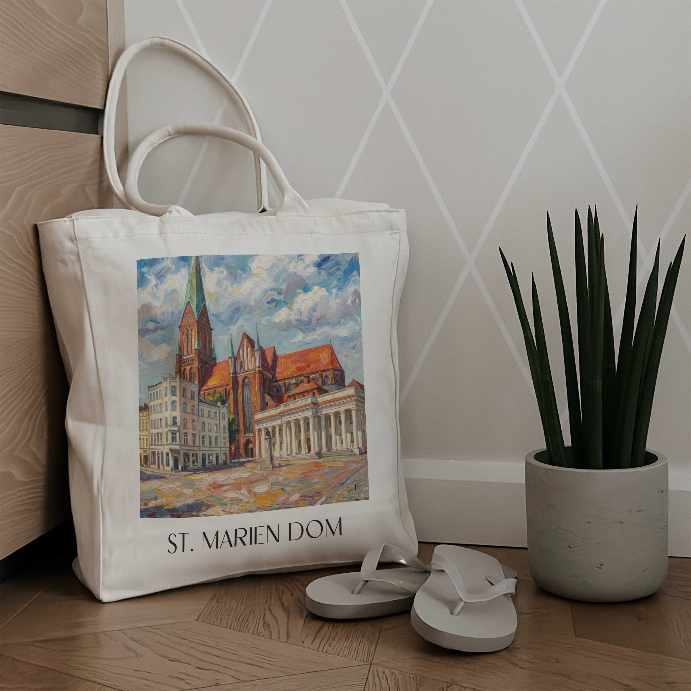 st.-marien-dom-schwerin-deutschland-einkaufstasche-oil-painting-oelgemaelde
