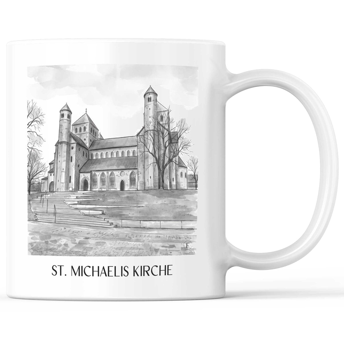 St. Michaelis Kirche Kaffeebecher - Hildesheim - Deutschland Becher - Kaffeetasse im Aquarell Schwarz-Weiß Stil - favplace