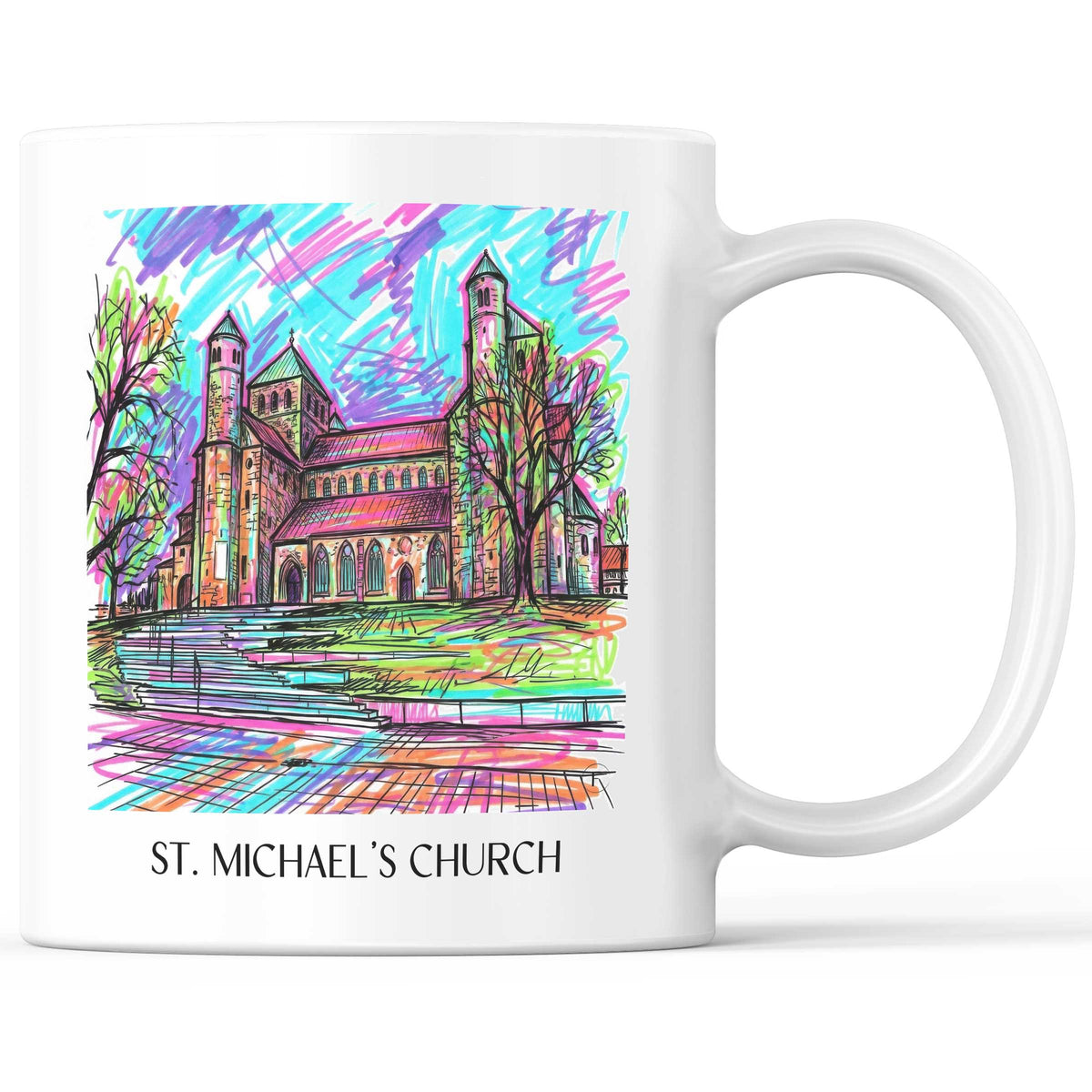 St. Michaelis Kirche Kaffeebecher - Hildesheim - Deutschland Becher - Kaffeetasse im Tag Graffiti Stil - favplace