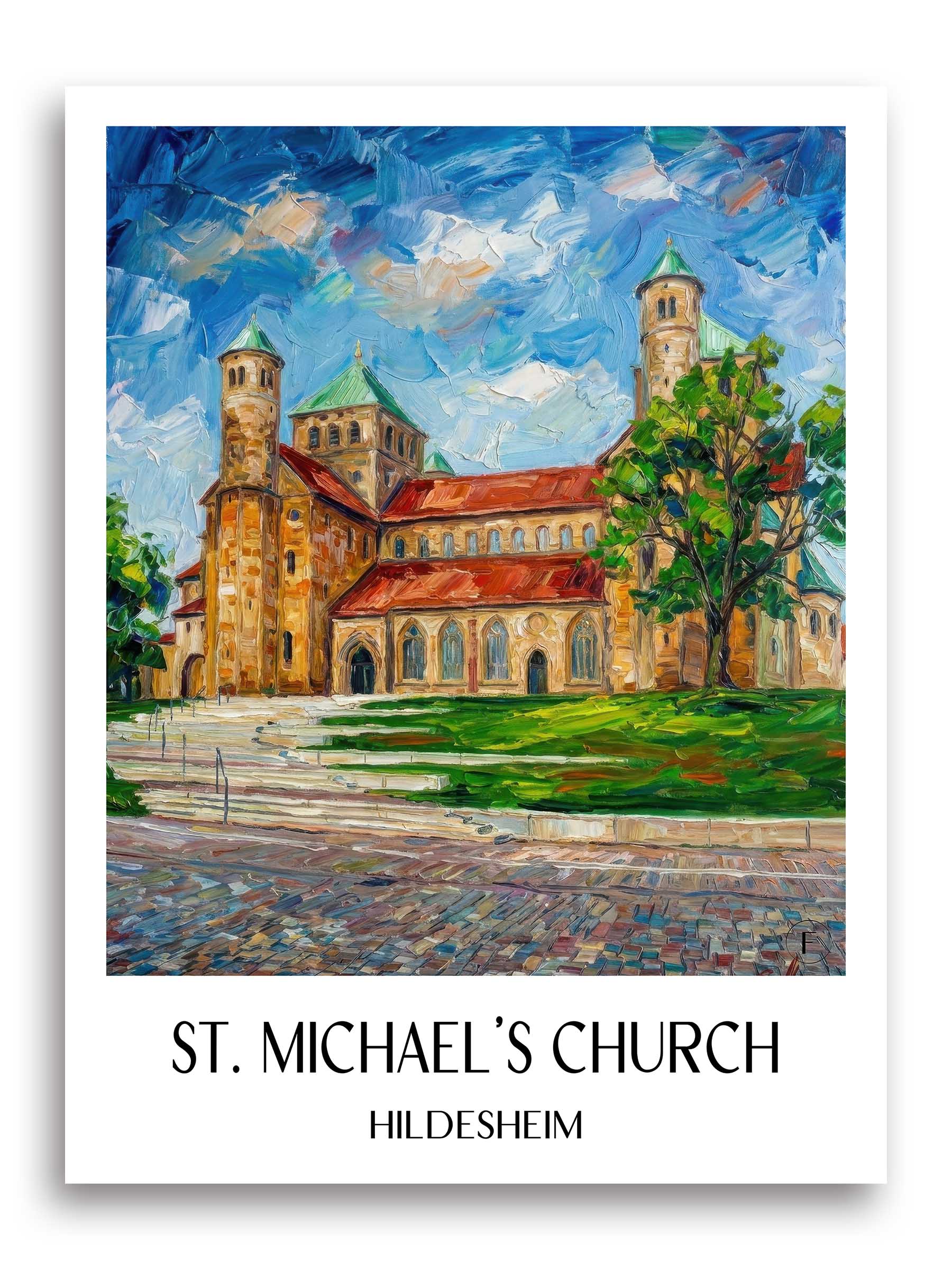 St. Michaelis Kirche Poster - Hildesheim - Deutschland Kunstdruck - Ölgemälde von A4 bis A1 - favplace
