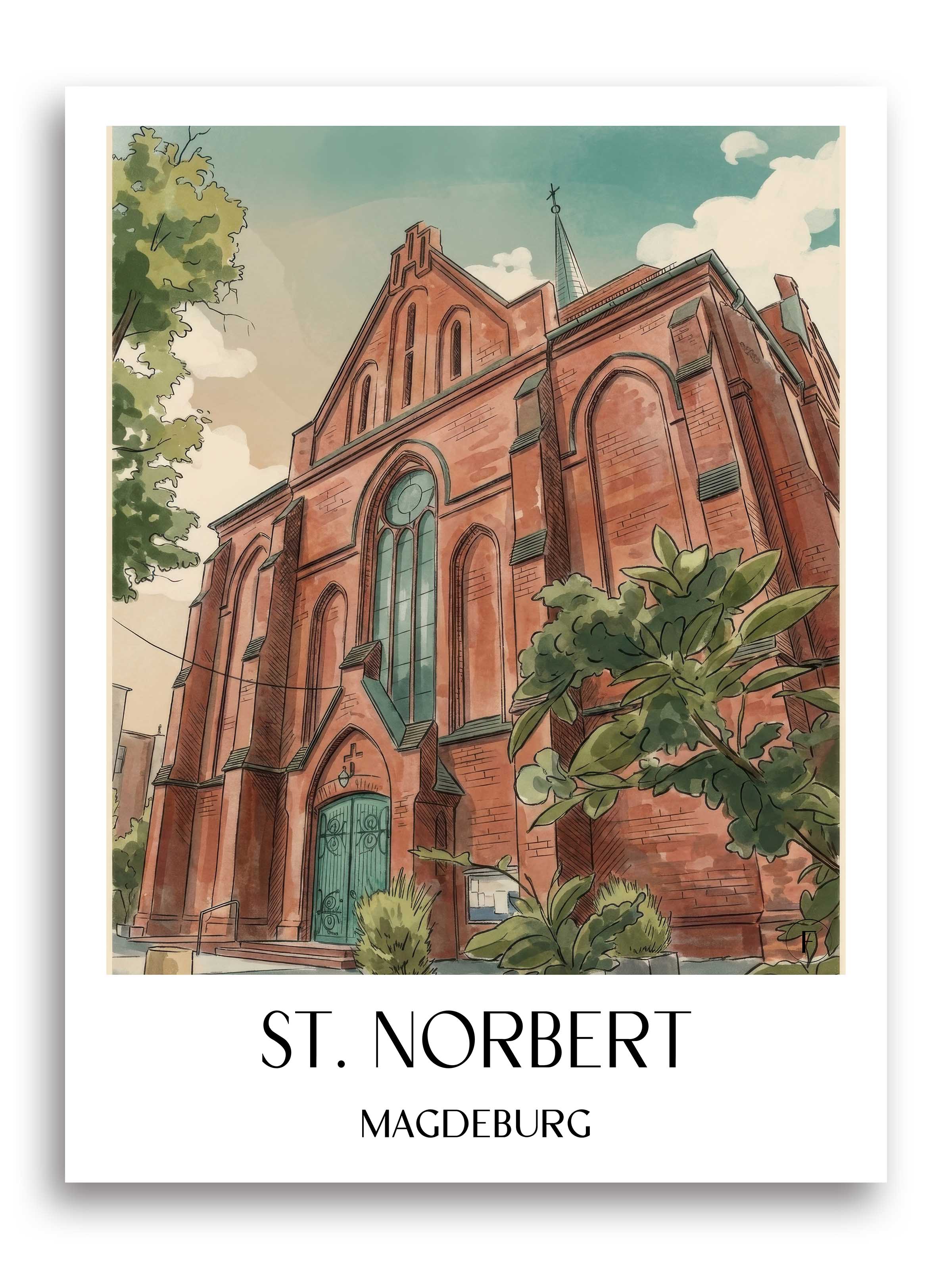 st.-norbert-magdeburg-deutschland-poster-aquarell