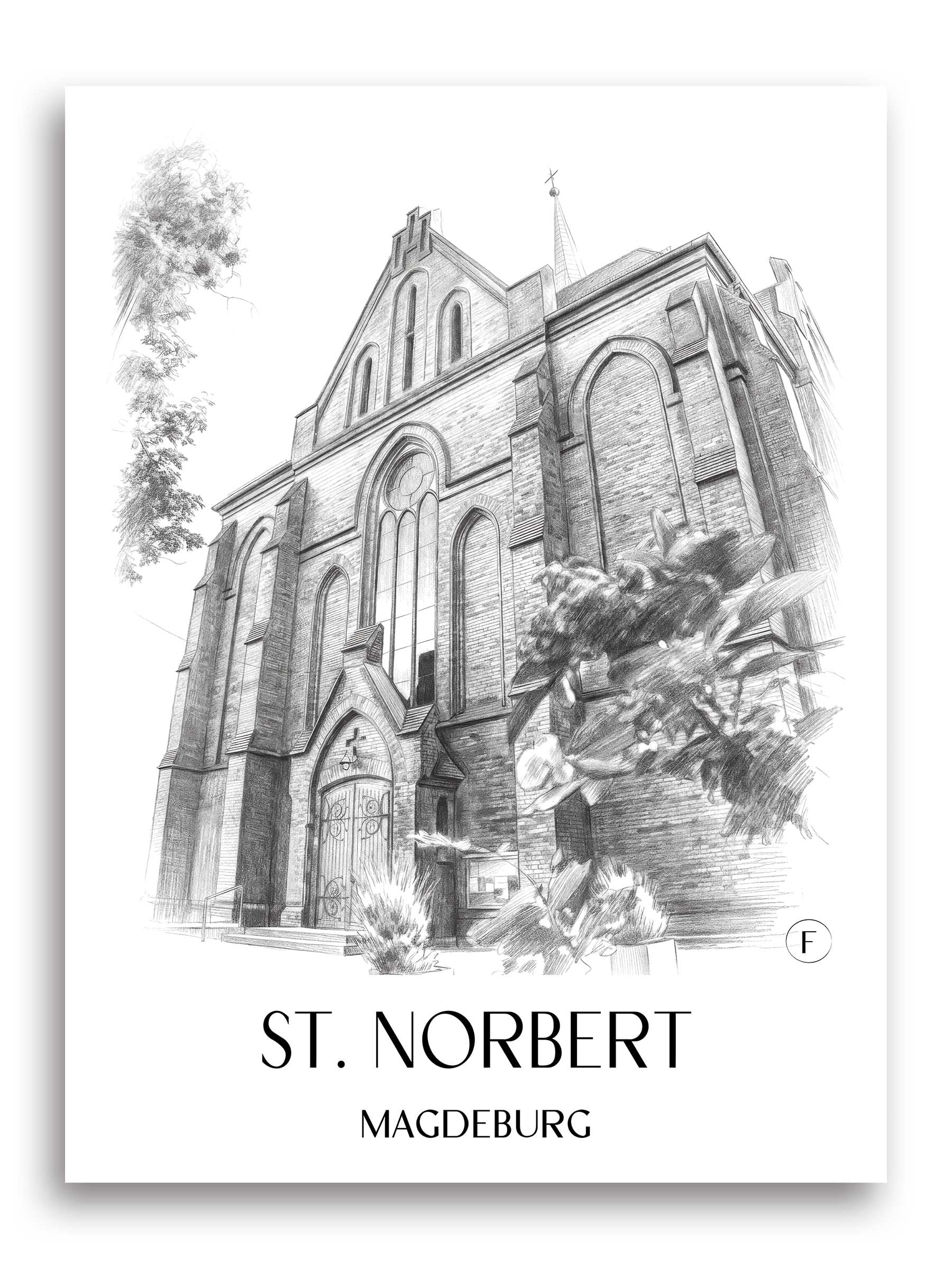 st.-norbert-magdeburg-deutschland-poster-bleistift-zeichnung-drawing