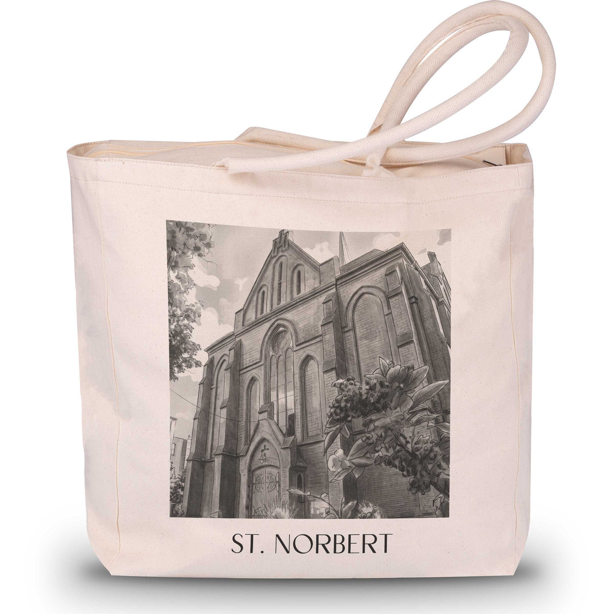 St. Norbert Shopping Tasche - Magdeburg - Deutschland Tote Bag - Einkaufstasche im Aquarell Schwarz-Weiß Stil - favplace
