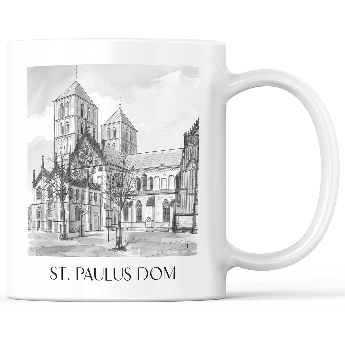st.-paulus-dom-münster-deutschland-kaffeebecher-aquarell-schwarz-weiss