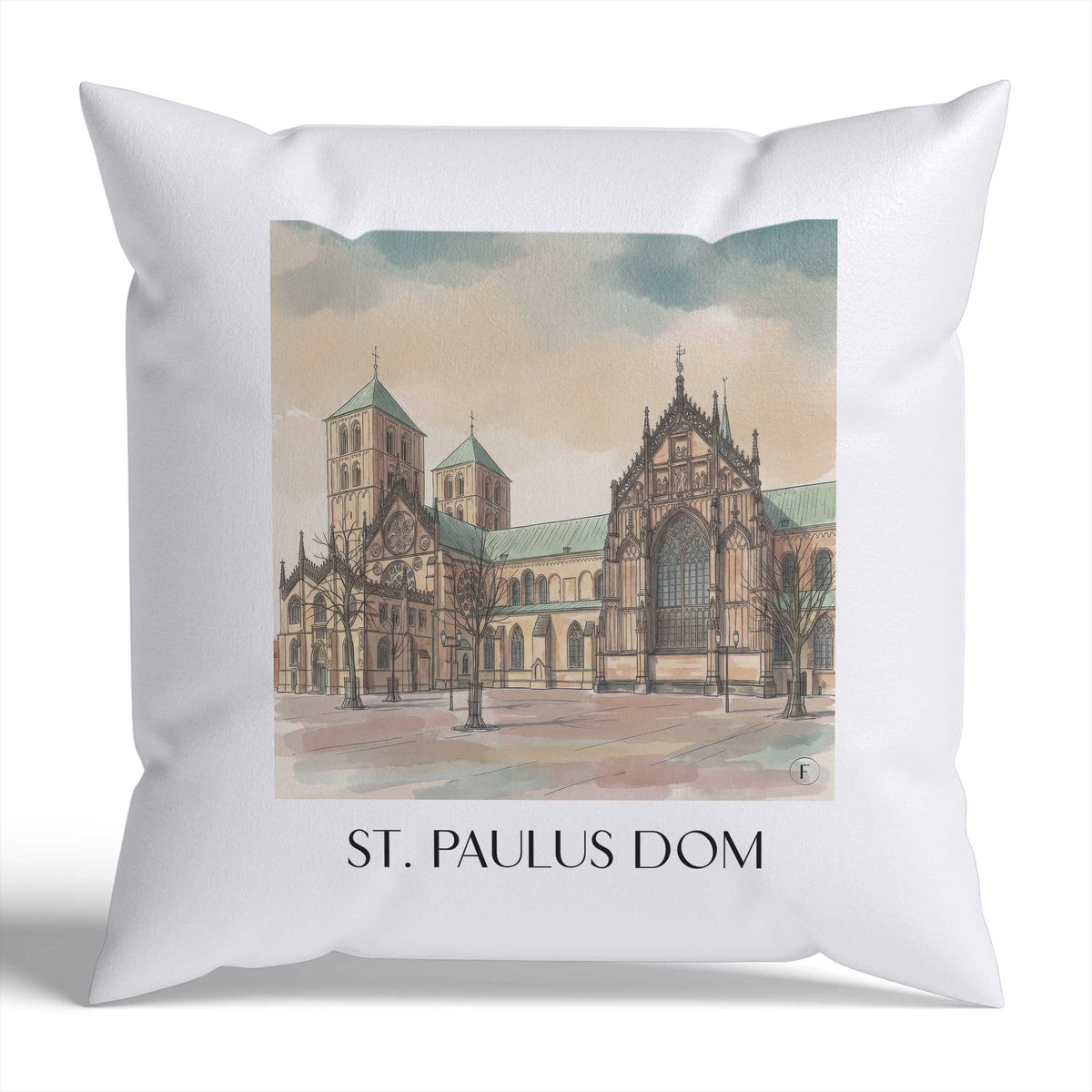 st.-paulus-dom-münster-deutschland-kissenbezug-aquarell
