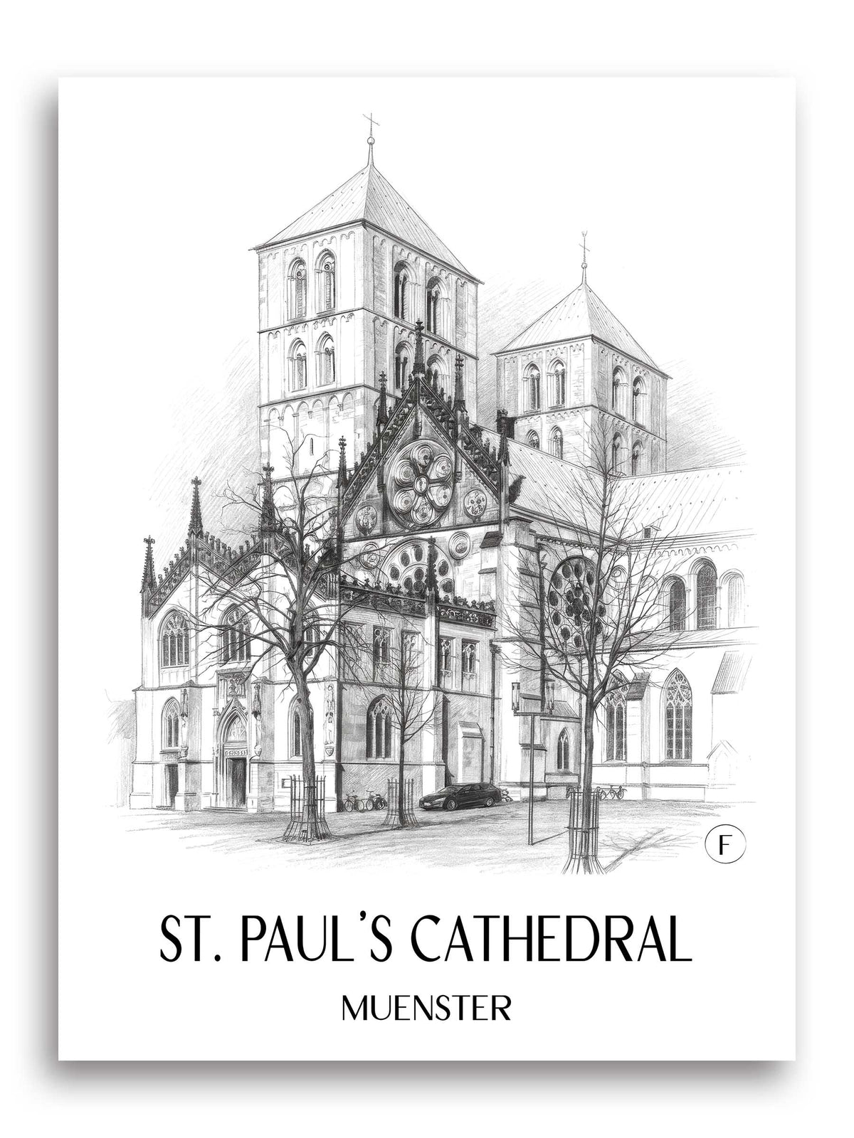 St. Paulus Dom Poster - Münster - Deutschland Kunstdruck - Zeichnung von A4 bis A1 - favplace