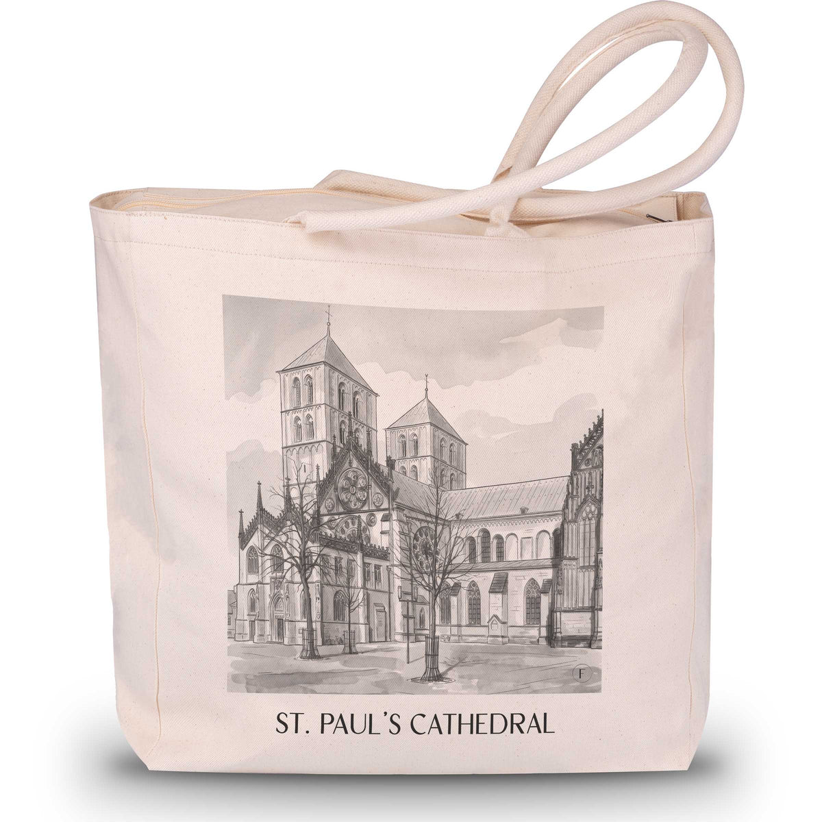 St. Paulus Dom Shopping Tasche - Münster - Deutschland Tote Bag - Einkaufstasche im Aquarell Schwarz-Weiß Stil - favplace