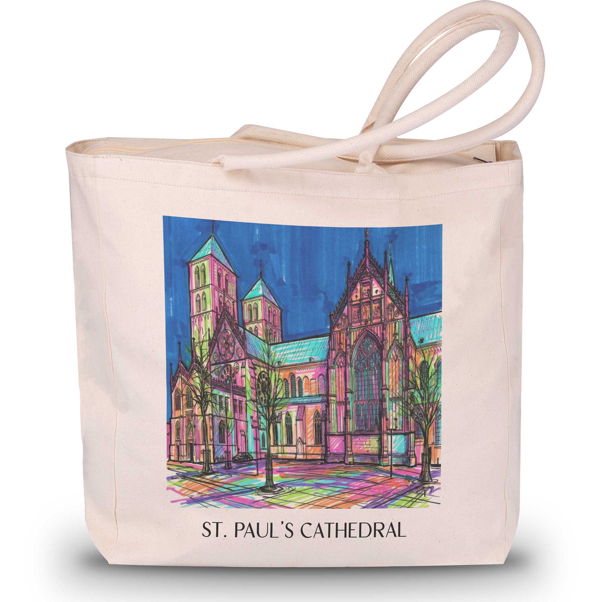 St. Paulus Dom Shopping Tasche - Münster - Deutschland Tote Bag - Einkaufstasche im Tag Graffiti Stil - favplace