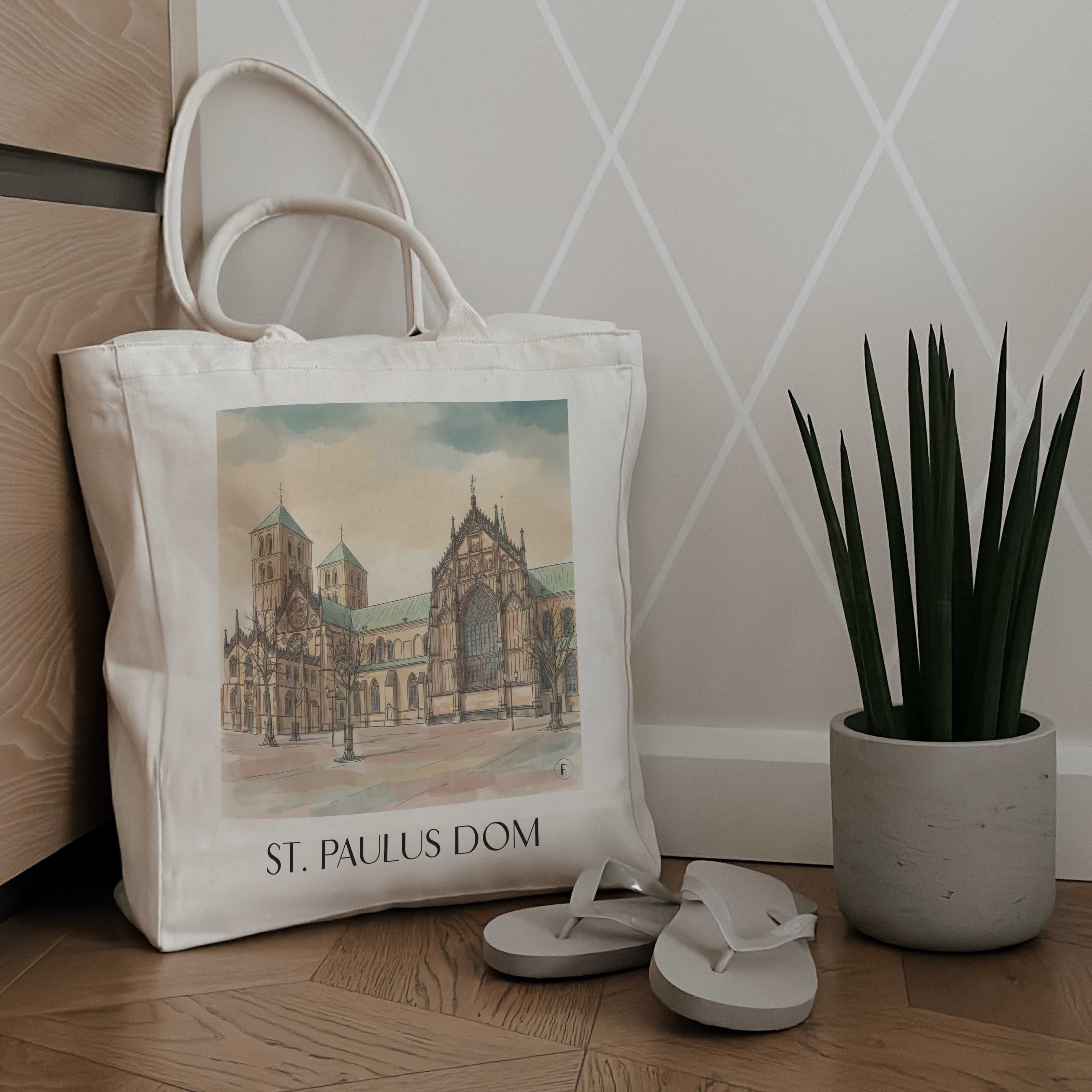 st.-paulus-dom-münster-deutschland-und-deutschland-einkaufstasche-aquarell