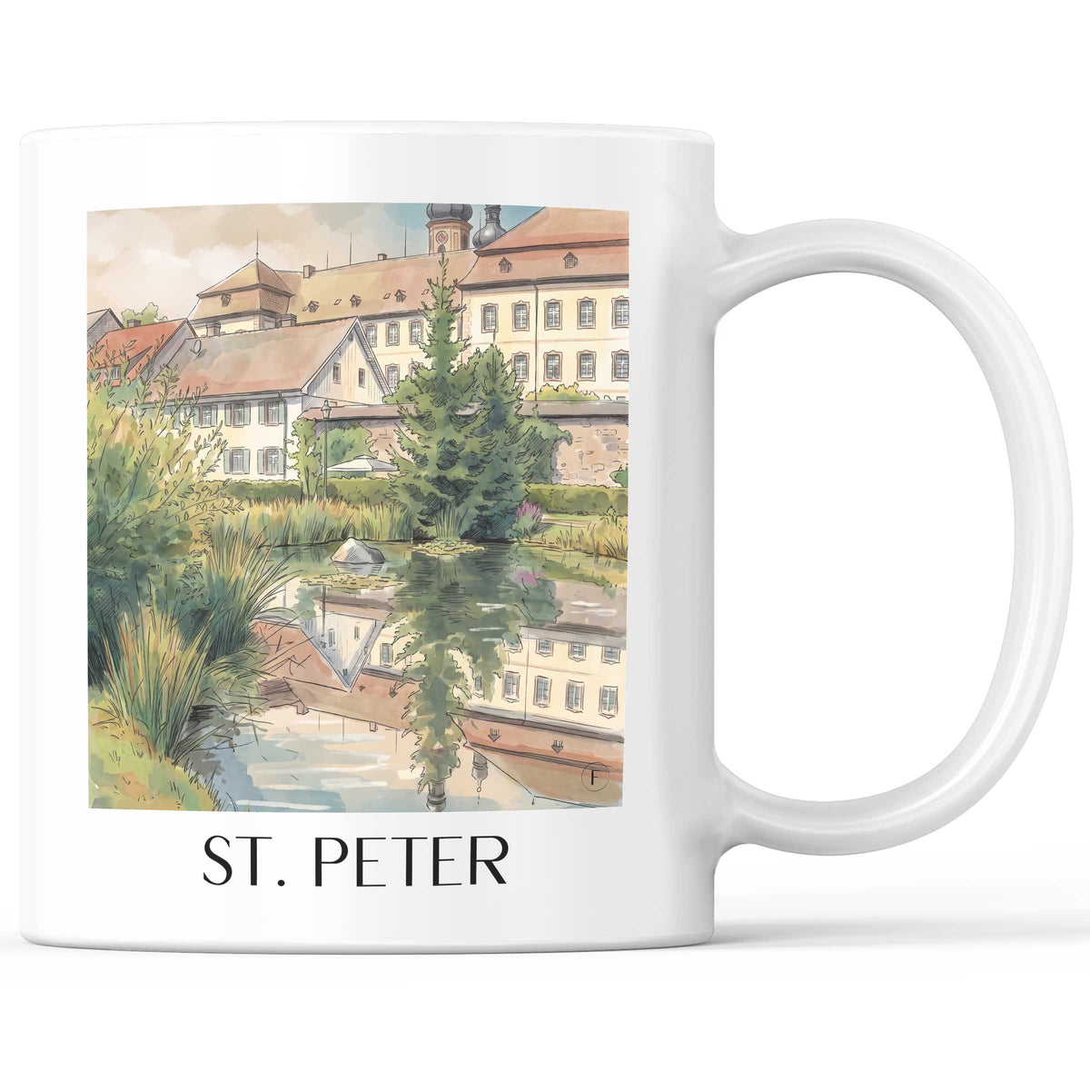 St. Peter Kaffeebecher - Hochschwarzwald - Deutschland Becher - Kaffeetasse im Aquarell Stil - favplace