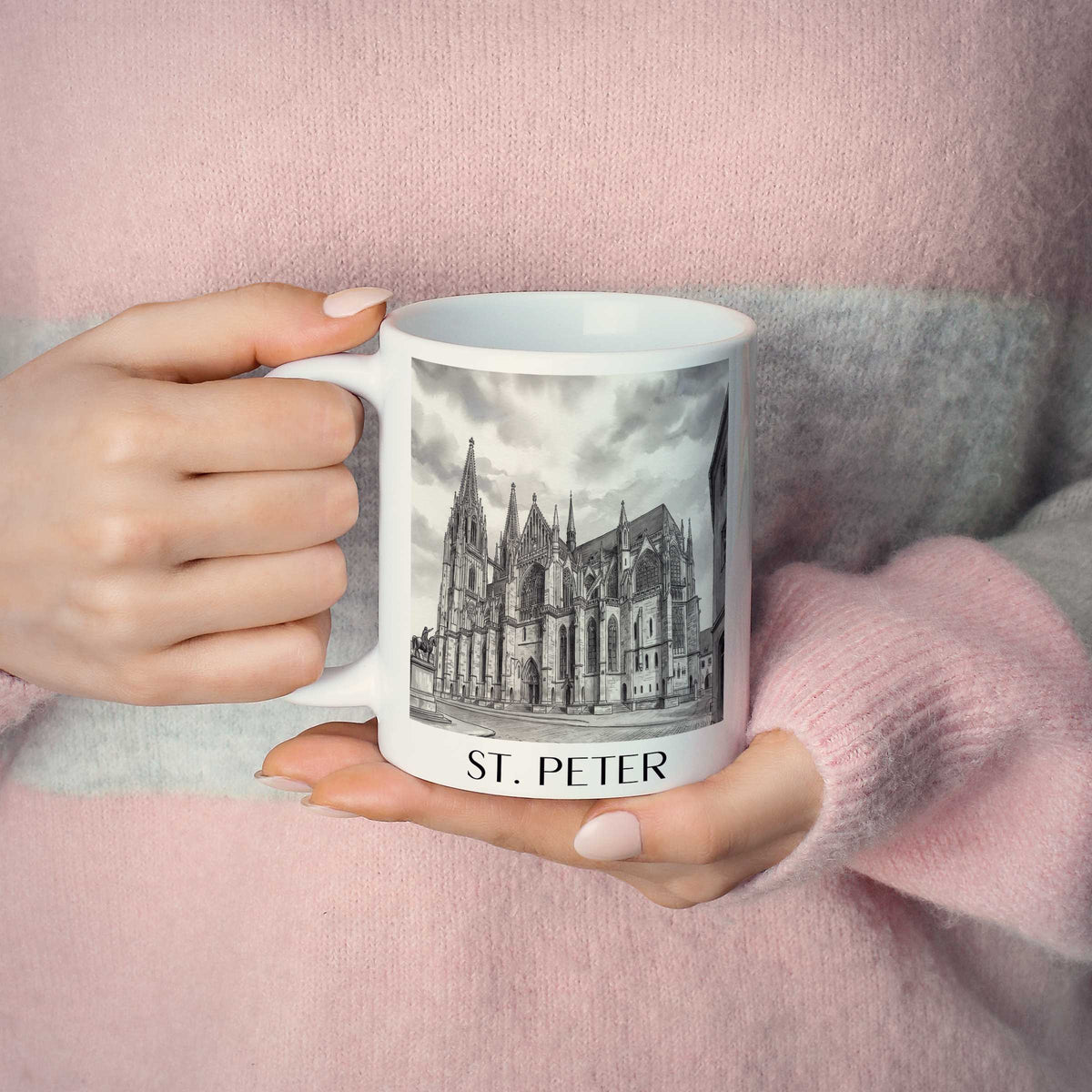 st.-peter-regensburg-deutschland-kaffeebecher-aquarell-schwarz-weiss