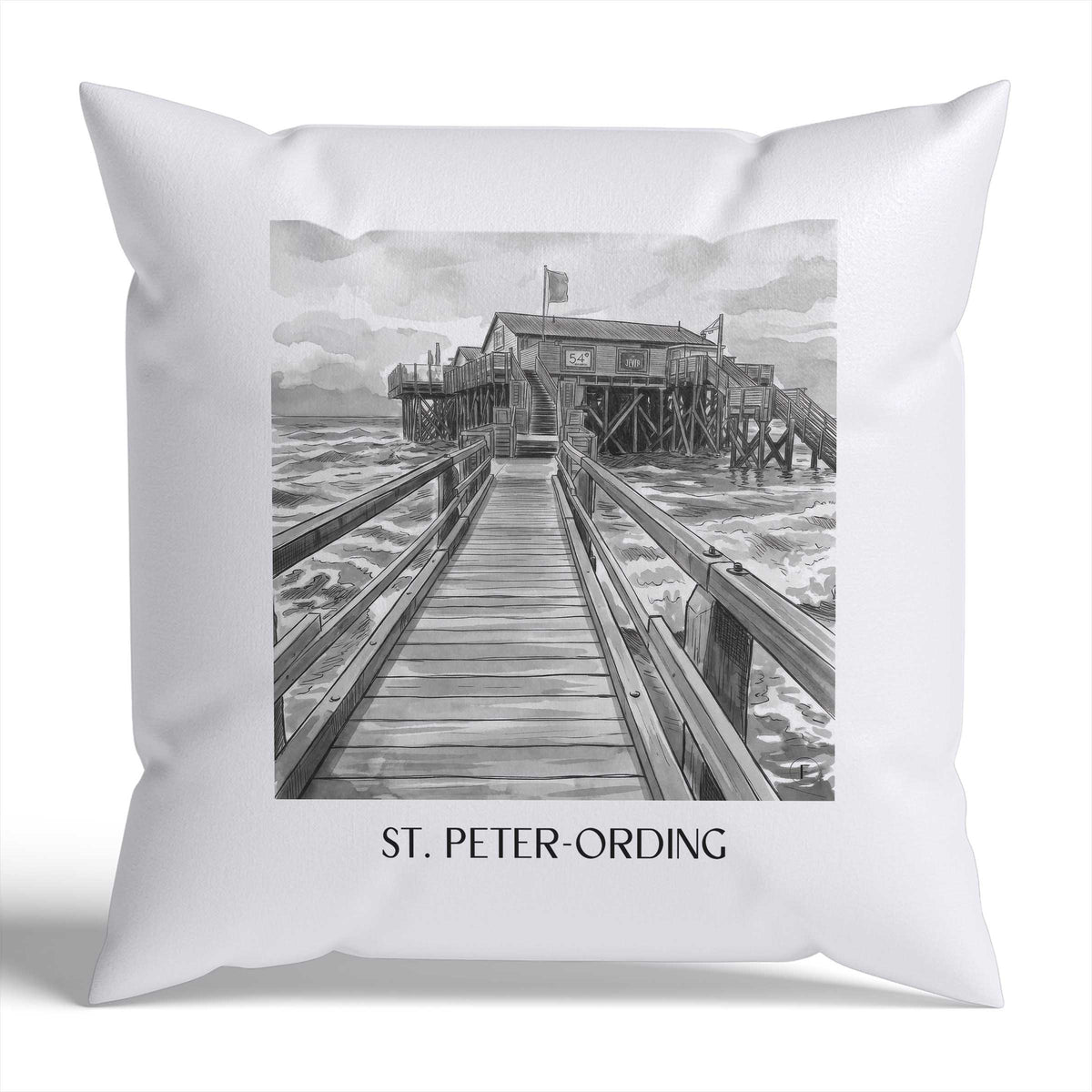 st.-peter-ording-nordfriesland-deutschland-kissenbezug-aquarell-schwarz-weiss