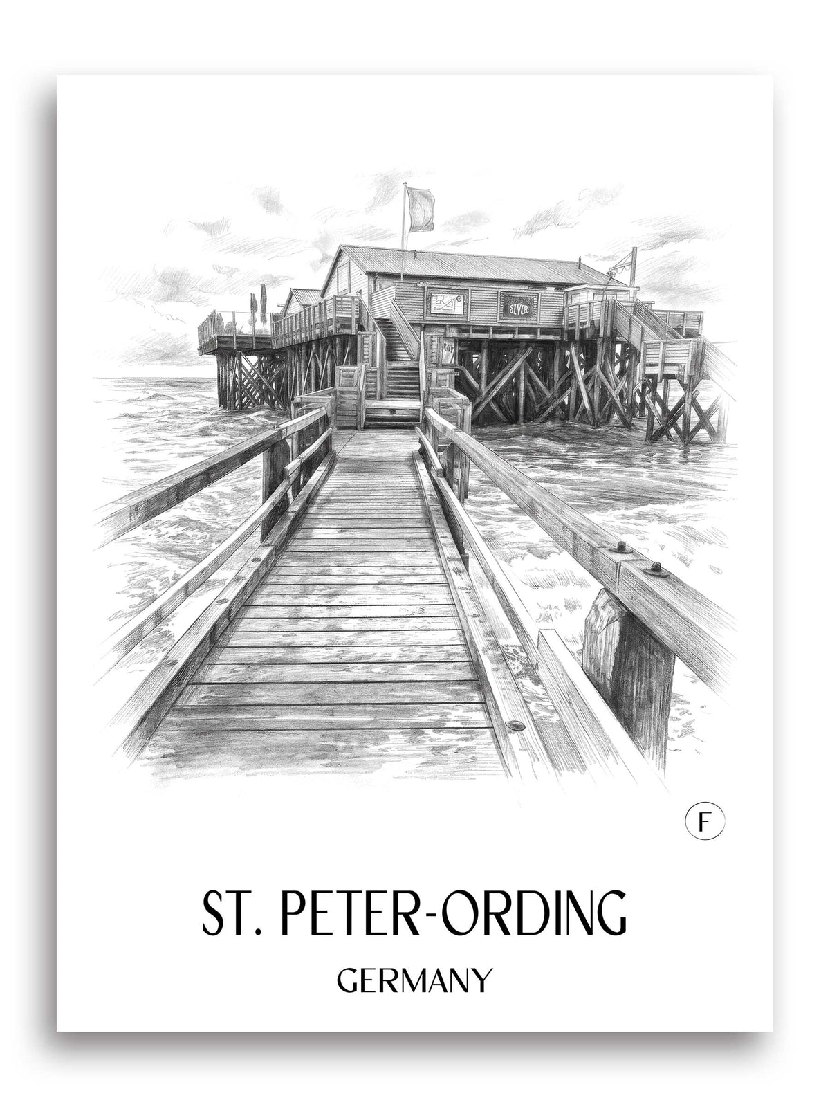 St. Peter-Ording Poster - Nordfriesland - Deutschland Kunstdruck - Zeichnung von A4 bis A1 - favplace