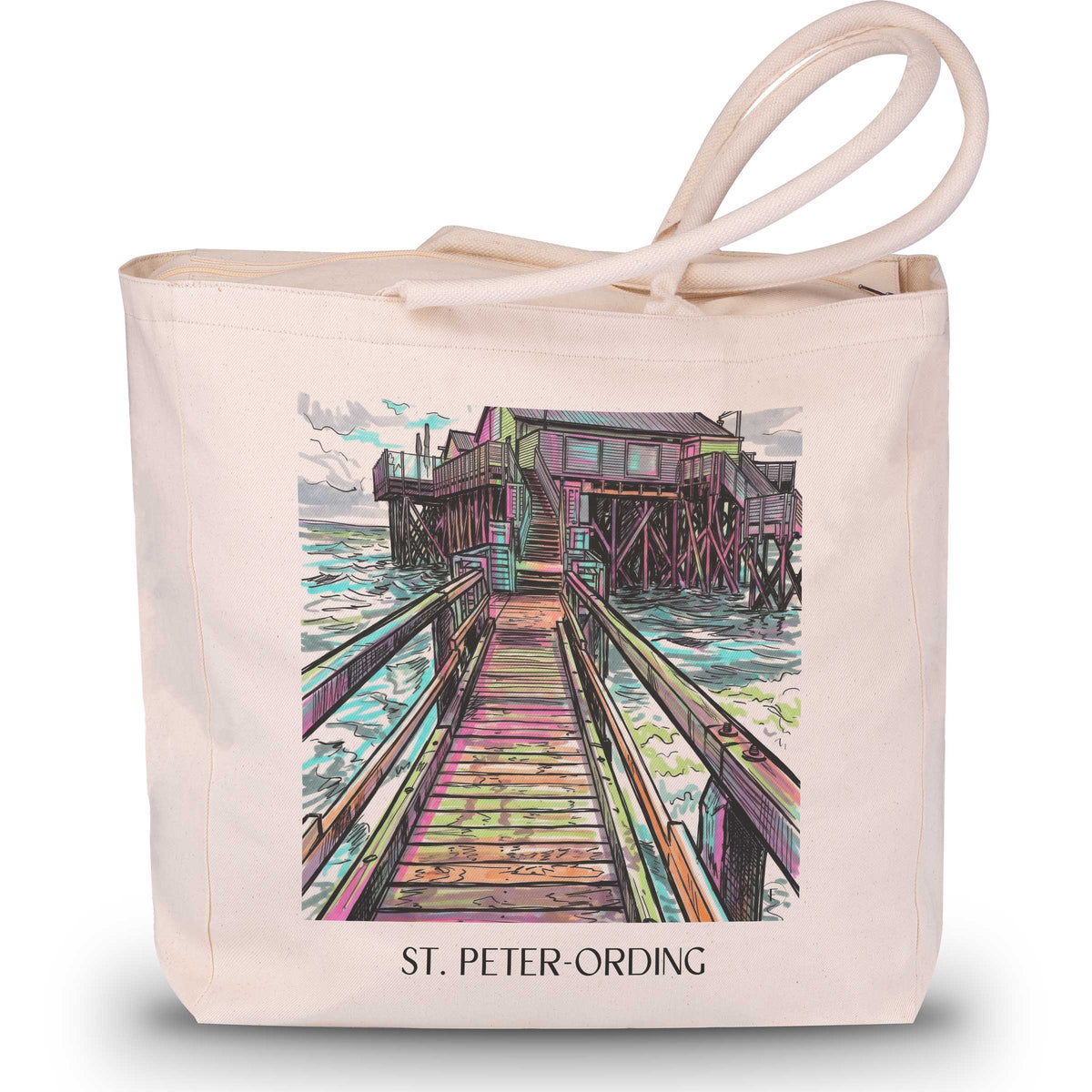 St. Peter-Ording Shopping Tasche - Nordfriesland - Deutschland Tote Bag - Einkaufstasche im Tag Graffiti Stil - favplace