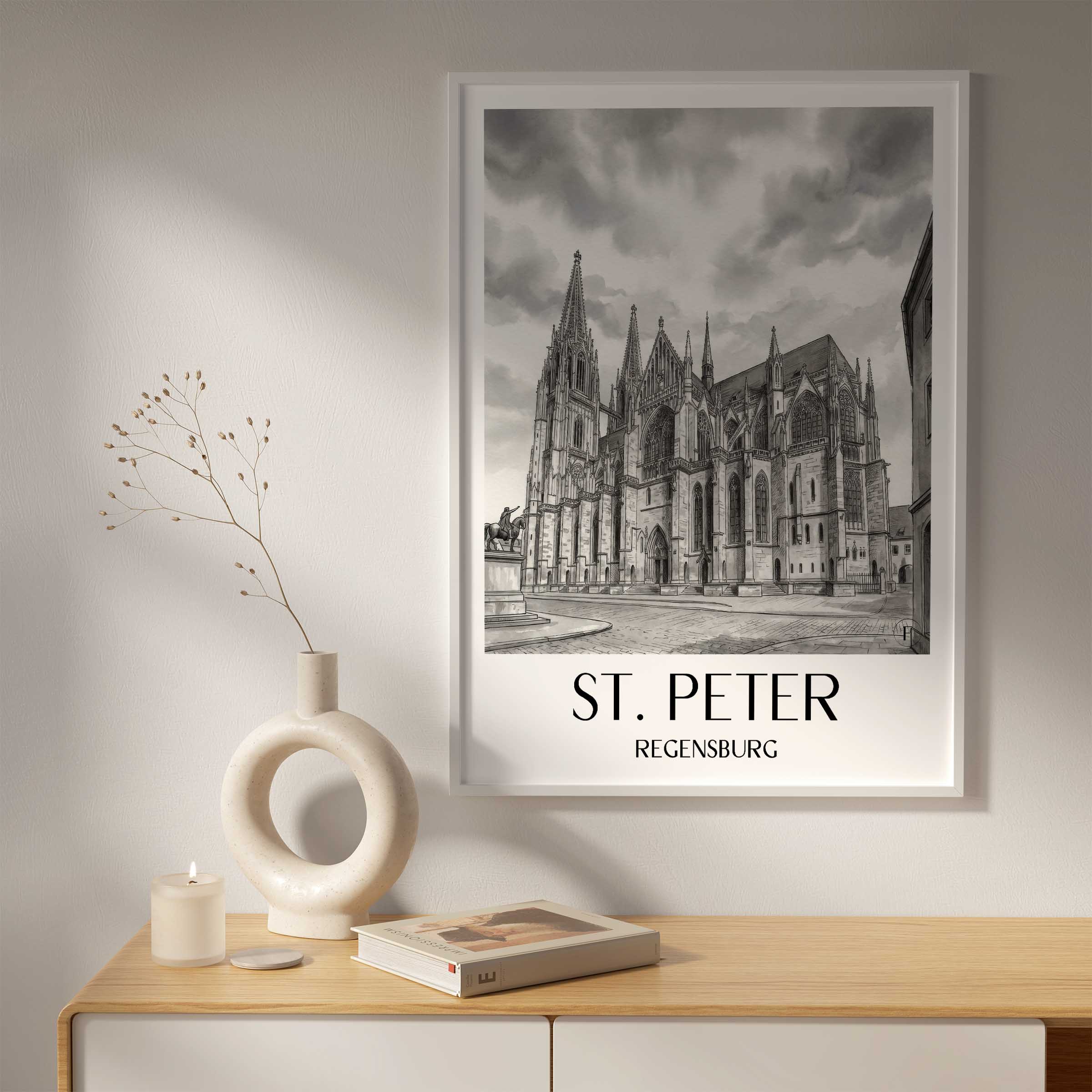 st.-peter-regensburg-deutschland-poster-aquarell-schwarz-weiss