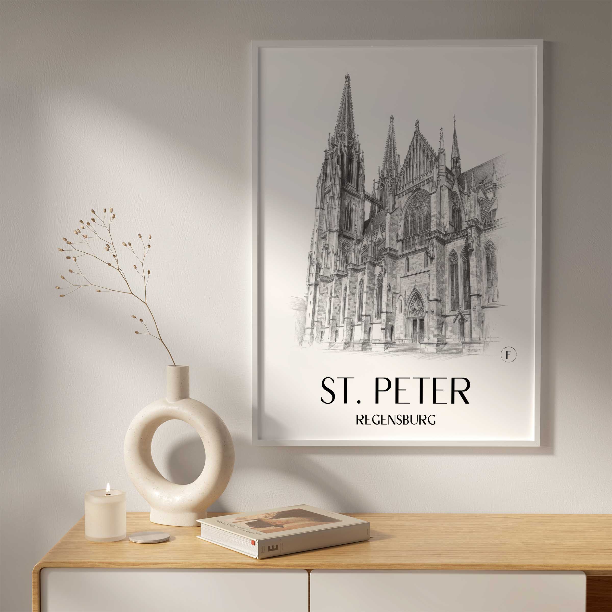 st.-peter-regensburg-deutschland-poster-bleistift-zeichnung-drawing