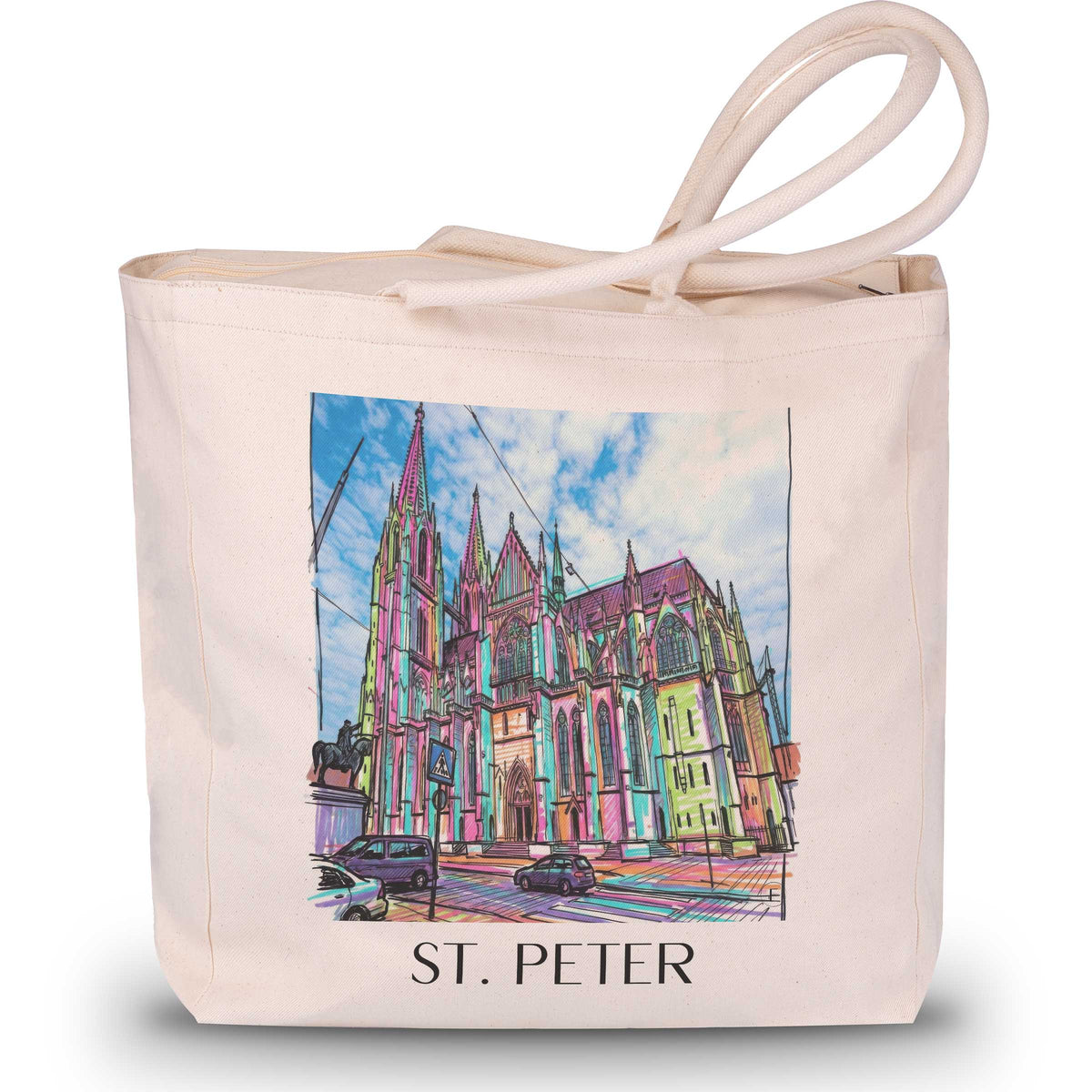St. Peter Shopping Tasche - Regensburg - Deutschland Tote Bag - Einkaufstasche im Tag Graffiti Stil - favplace