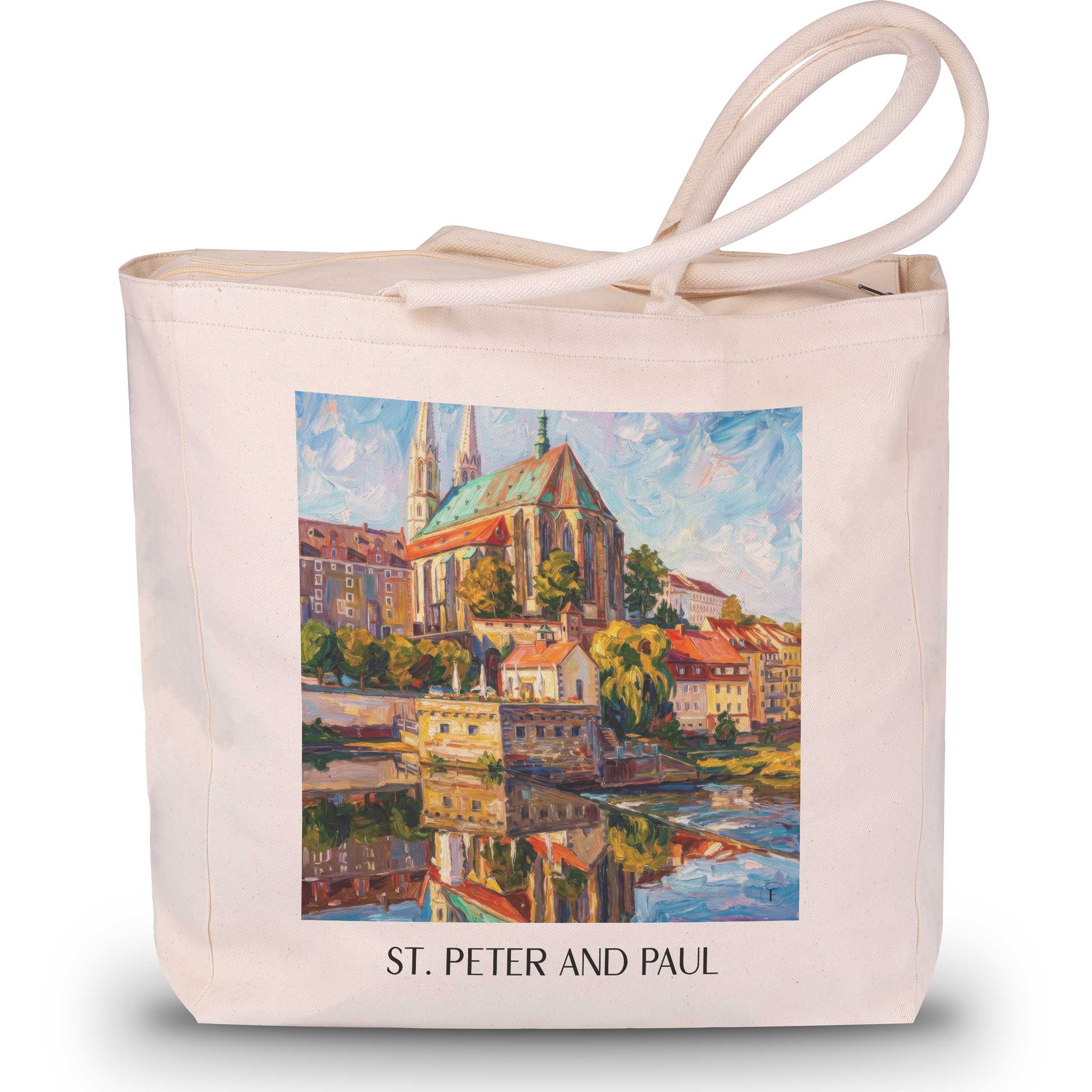 St. Peter und Paul Shopping Tasche - Görlitz - Deutschland Tote Bag - Einkaufstasche im Ölgemälde Stil - favplace