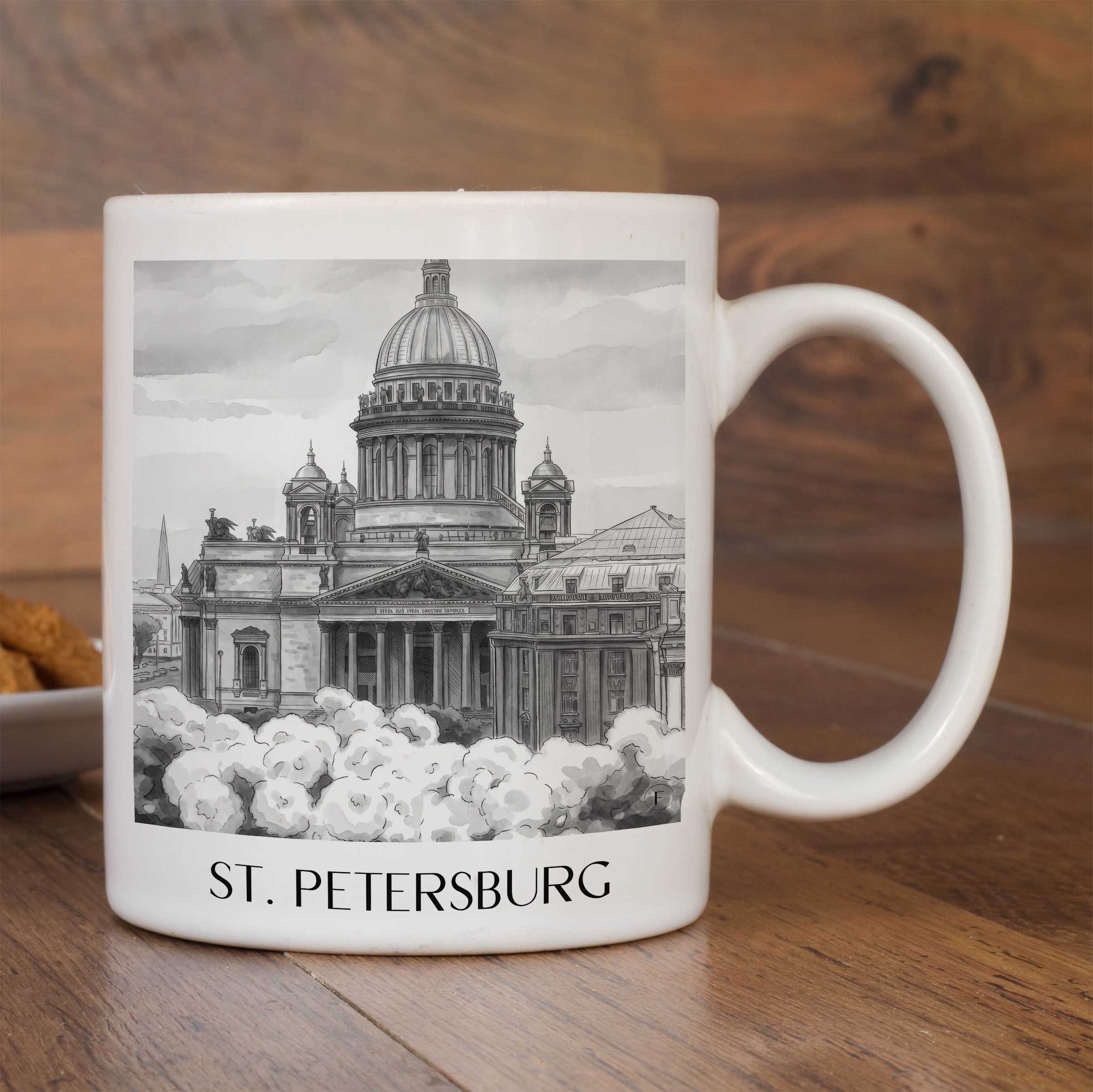 st.-petersburg-russland-kaffeebecher-aquarell-schwarz-weiss