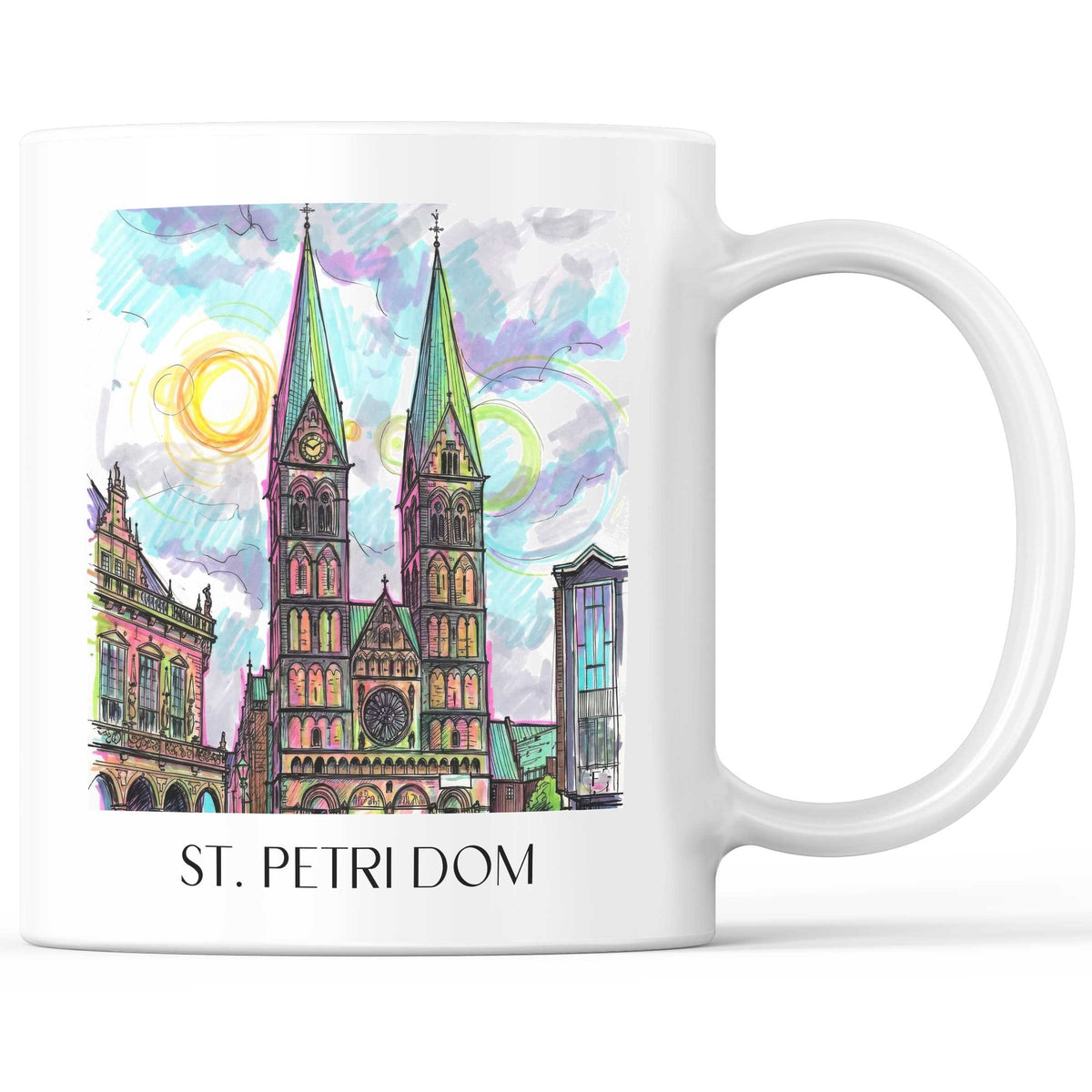 St. Petri Dom Kaffeebecher - Bremen - Deutschland Becher - Kaffeetasse im Tag Graffiti Stil - favplace