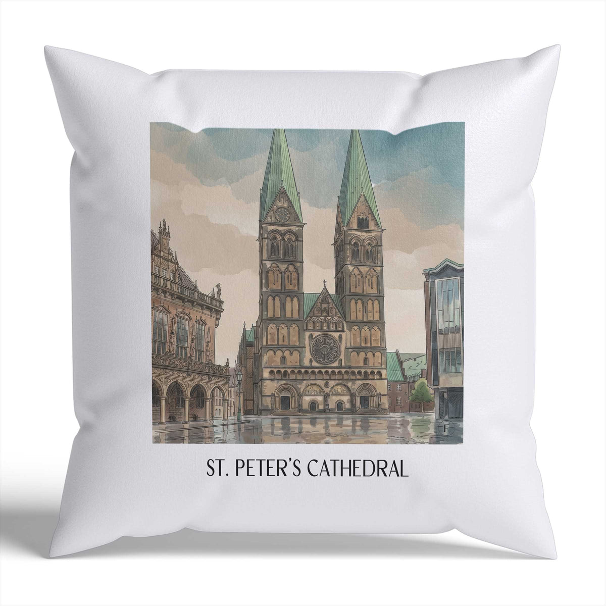 St. Petri Dom Kissenhülle - Zierkissen Bezug - Bremen - Deutschland Kissen bzw. Kissenbezug im Aquarell Stil - favplace