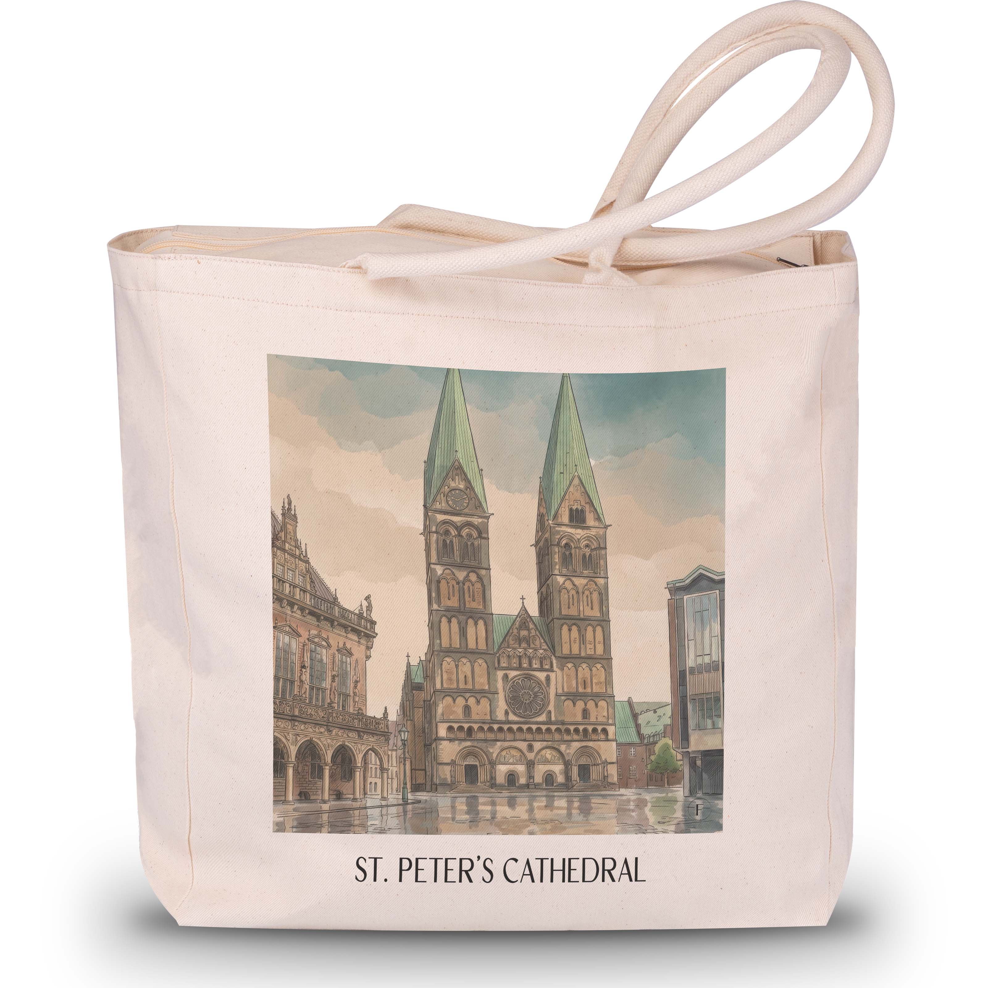 St. Petri Dom Shopping Tasche - Bremen - Deutschland Tote Bag - Einkaufstasche im Aquarell Stil - favplace