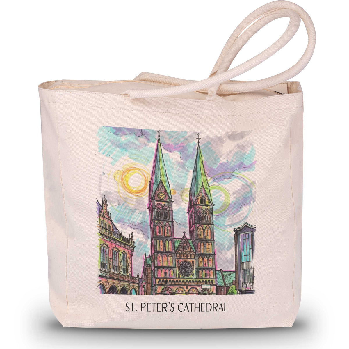 St. Petri Dom Shopping Tasche - Bremen - Deutschland Tote Bag - Einkaufstasche im Tag Graffiti Stil - favplace
