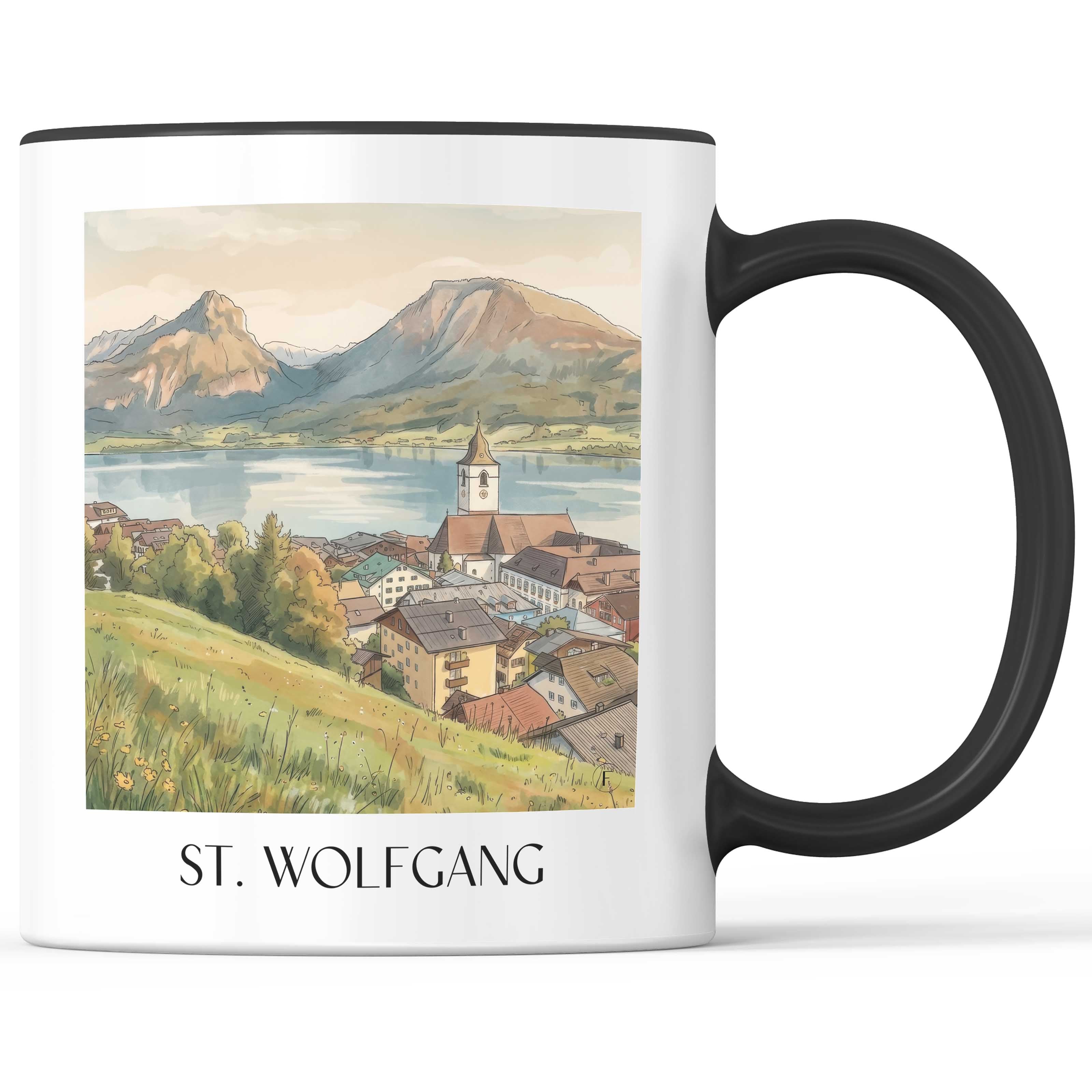 St. Wolfgang Kaffeebecher - Österreich - Österreich und Österreich Becher - Kaffeetasse im Aquarell Stil - favplace