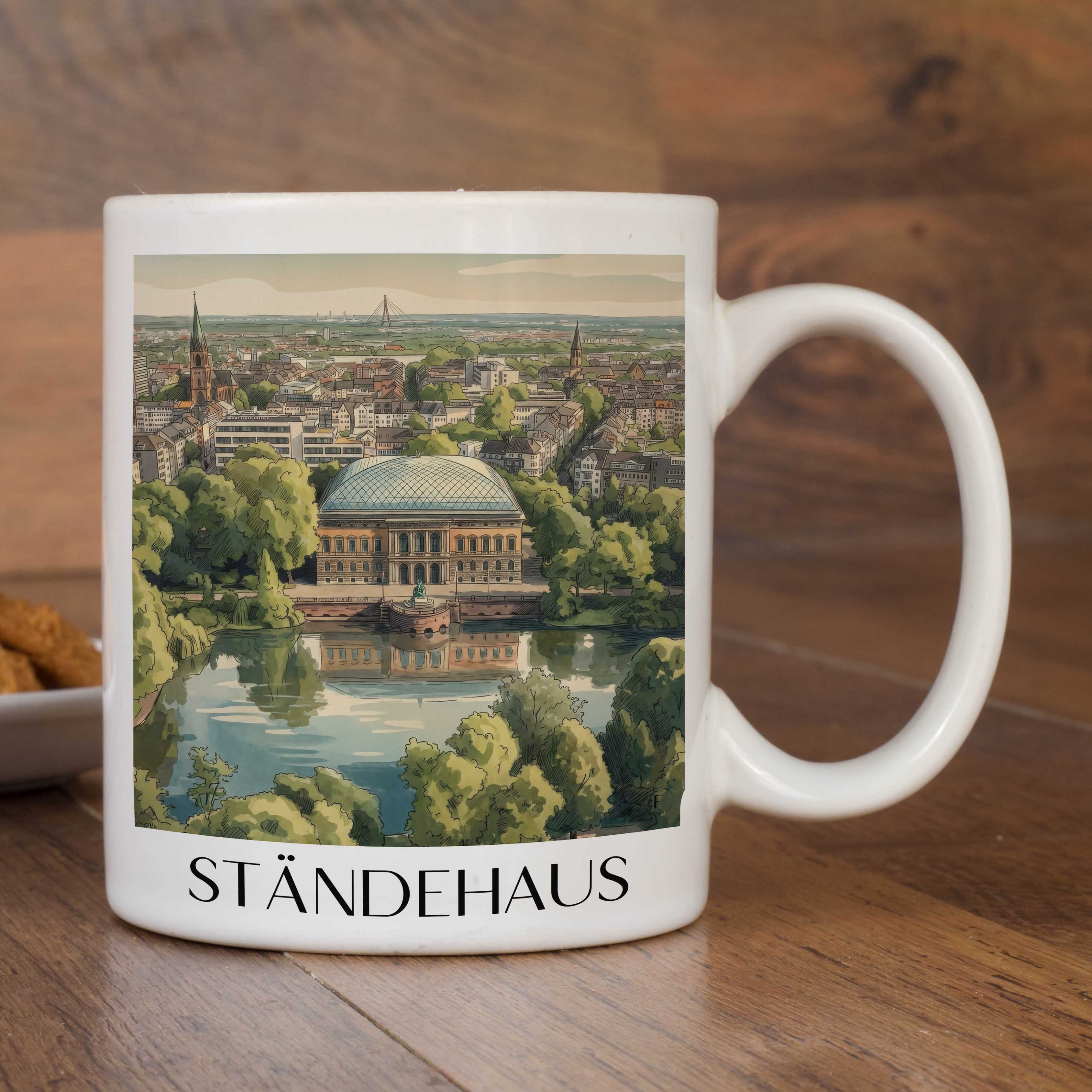 ständehaus-düsseldorf-deutschland-kaffeebecher-aquarell