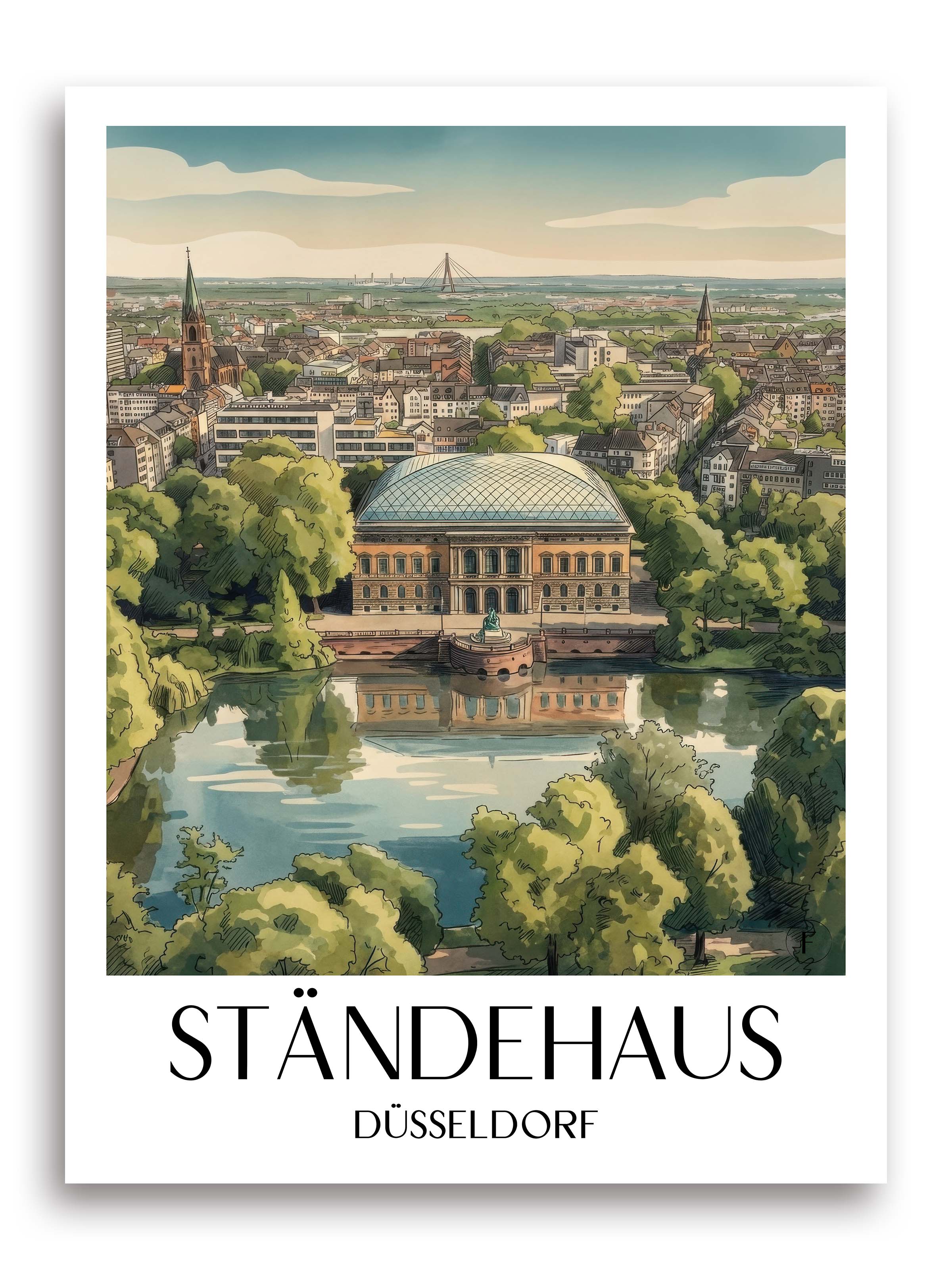 ständehaus-düsseldorf-deutschland-poster-aquarell
