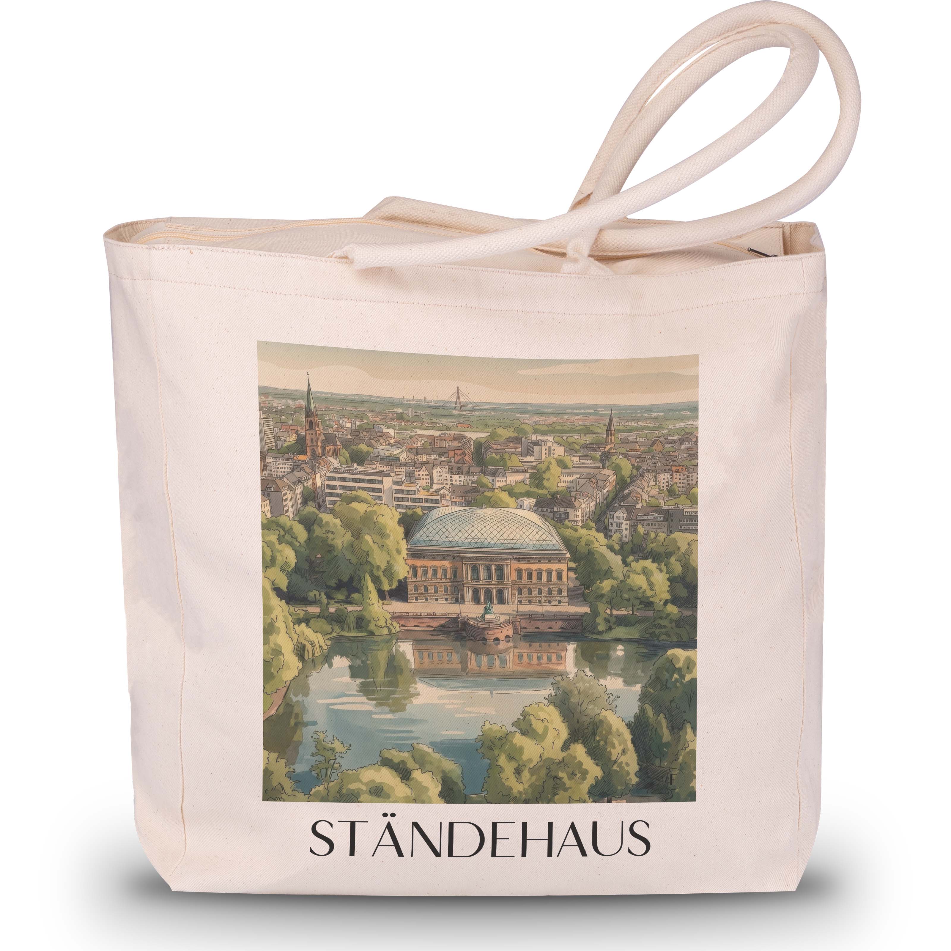 ständehaus-düsseldorf-deutschland-einkaufstasche-aquarell
