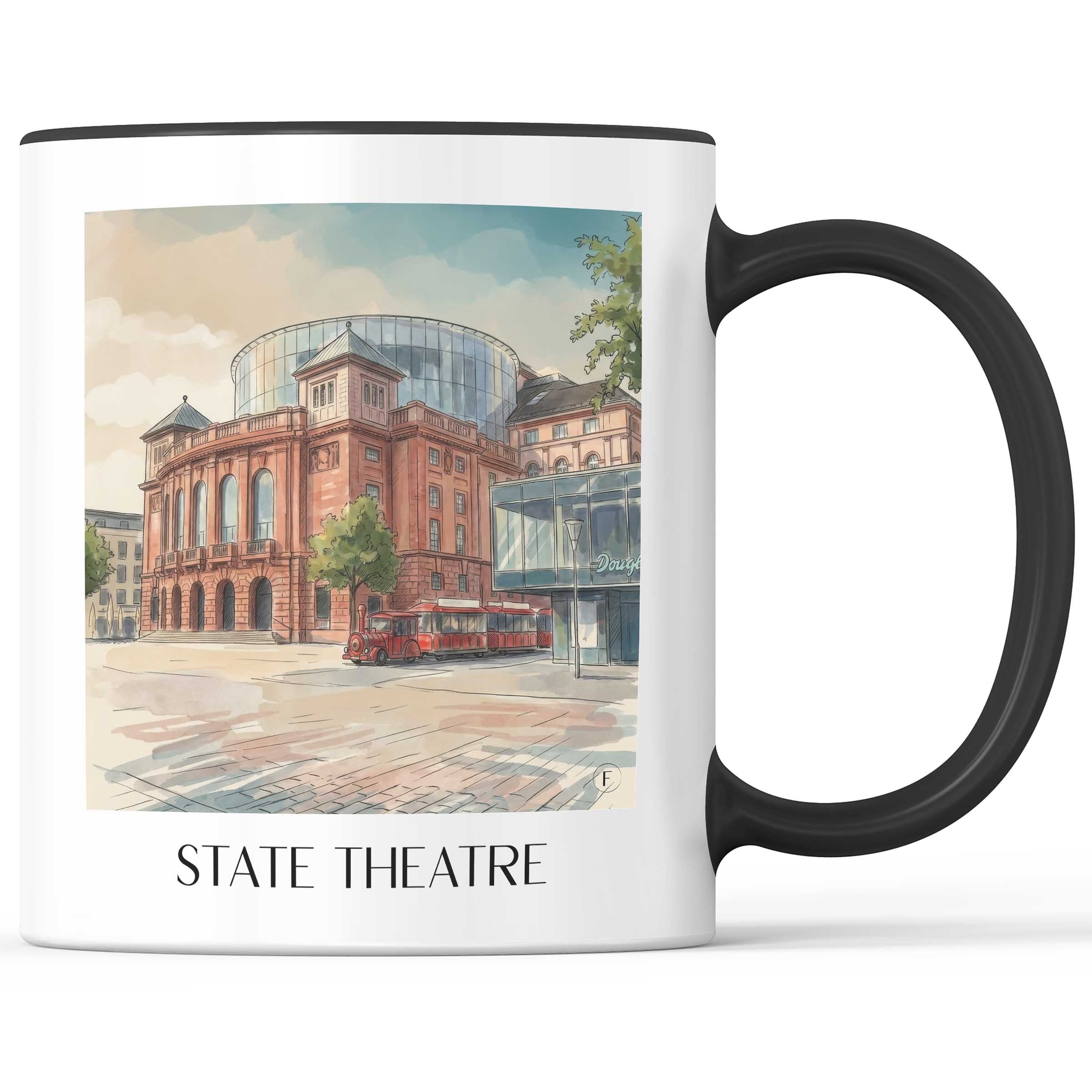 Staatstheater Kaffeebecher - Mainz - Deutschland Becher - Kaffeetasse im Aquarell Stil - favplace