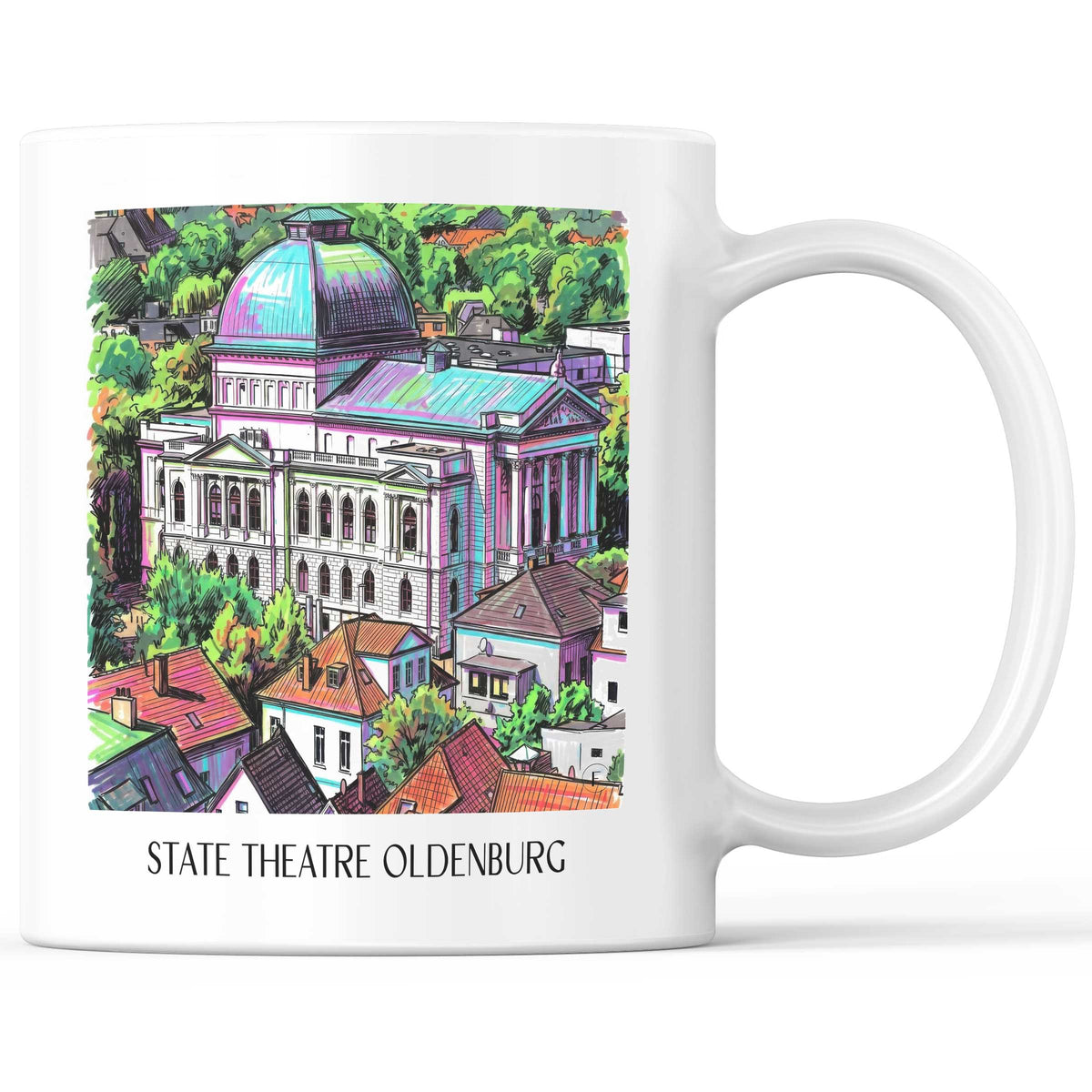 Staatstheater Kaffeebecher - Oldenburg - Deutschland Becher - Kaffeetasse im Tag Graffiti Stil - favplace
