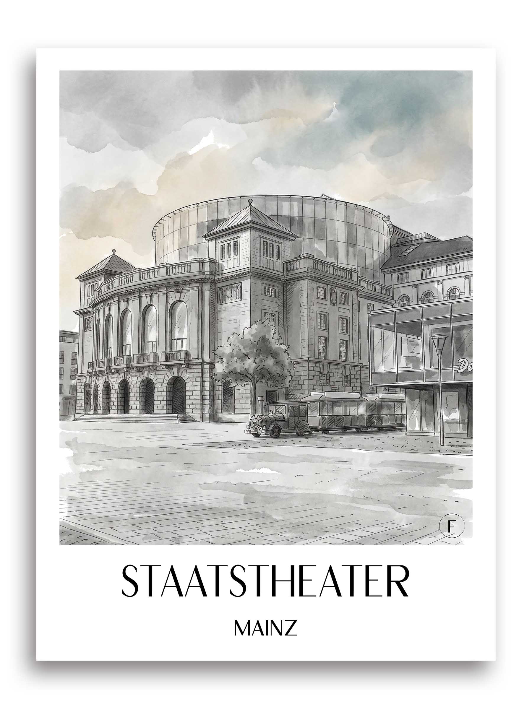 staatstheater-mainz-deutschland-poster-aquarell-schwarz-weiss
