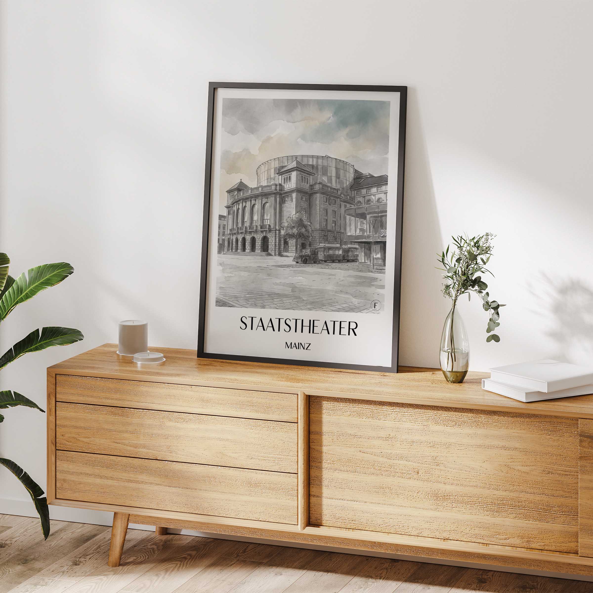 staatstheater-mainz-deutschland-poster-aquarell-schwarz-weiss