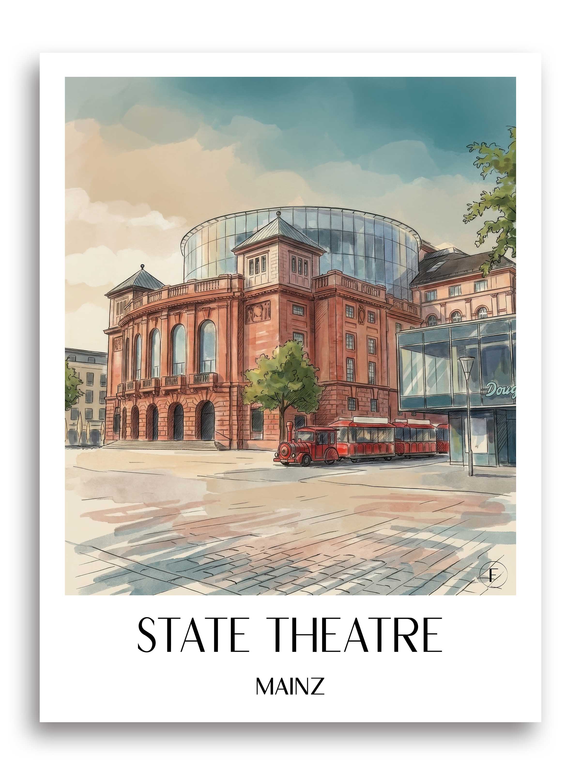 Staatstheater Poster - Mainz - Deutschland Kunstdruck - Aquarell von A4 bis A1 - favplace
