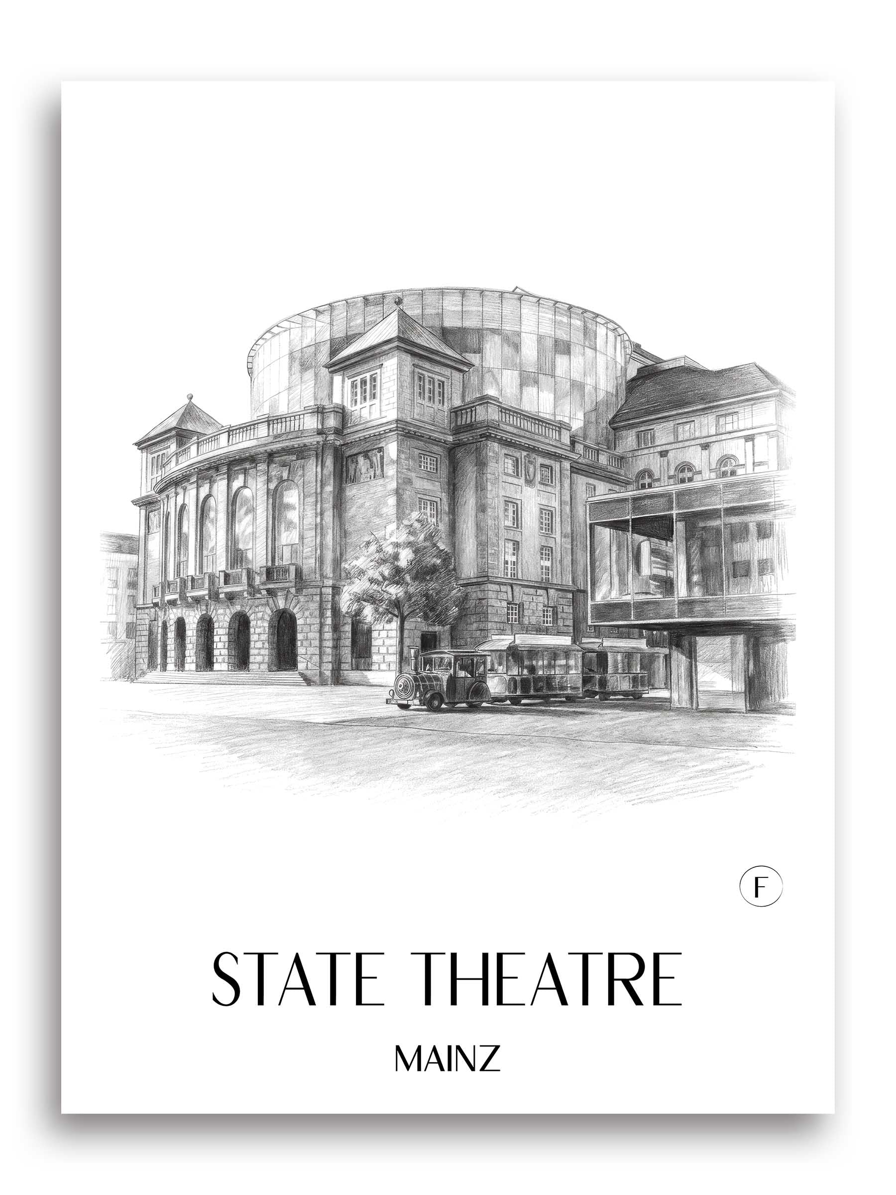 Staatstheater Poster - Mainz - Deutschland Kunstdruck - Zeichnung von A4 bis A1
