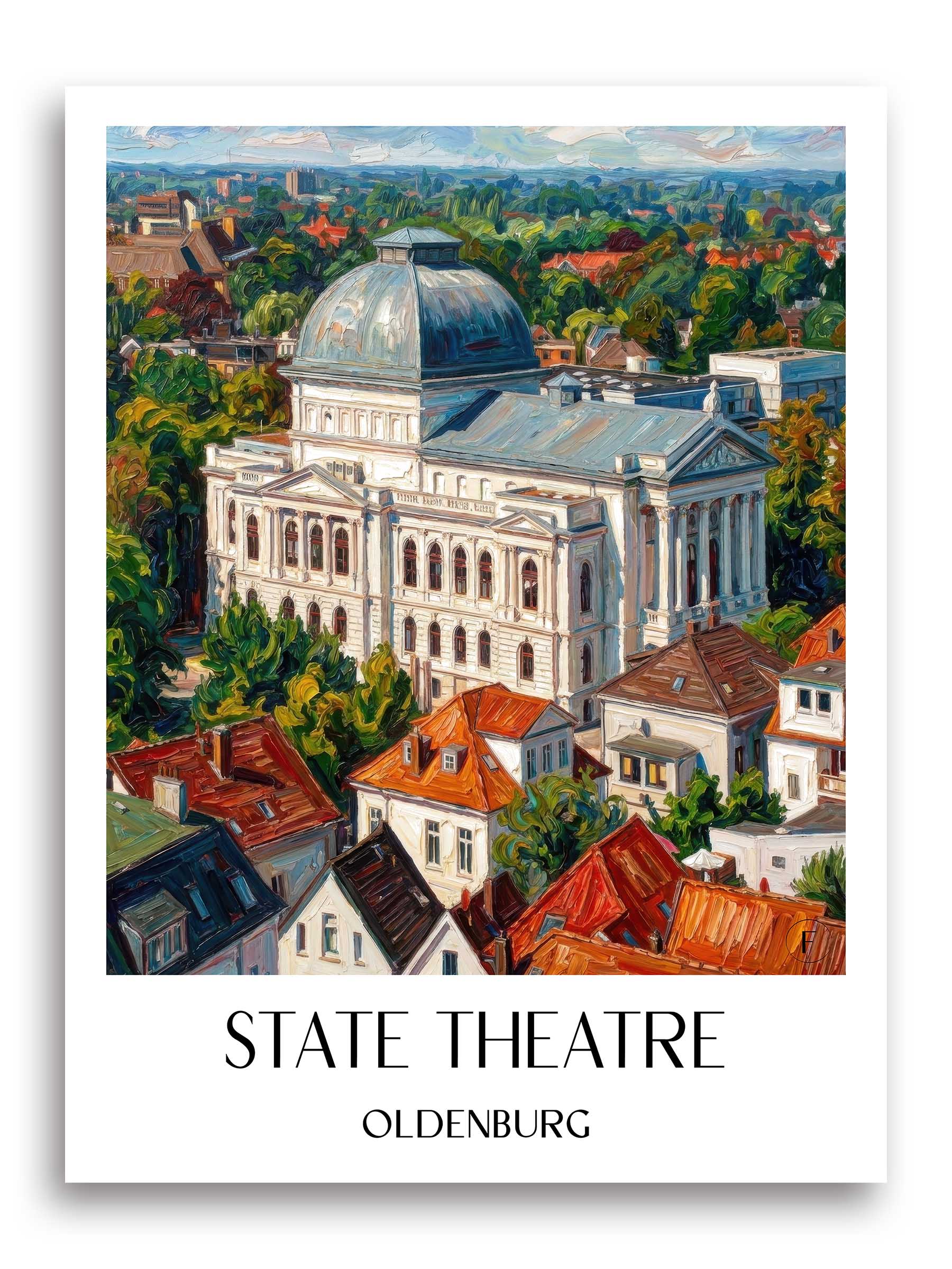 Staatstheater Poster - Oldenburg - Deutschland Kunstdruck - Ölgemälde von A4 bis A1 - favplace