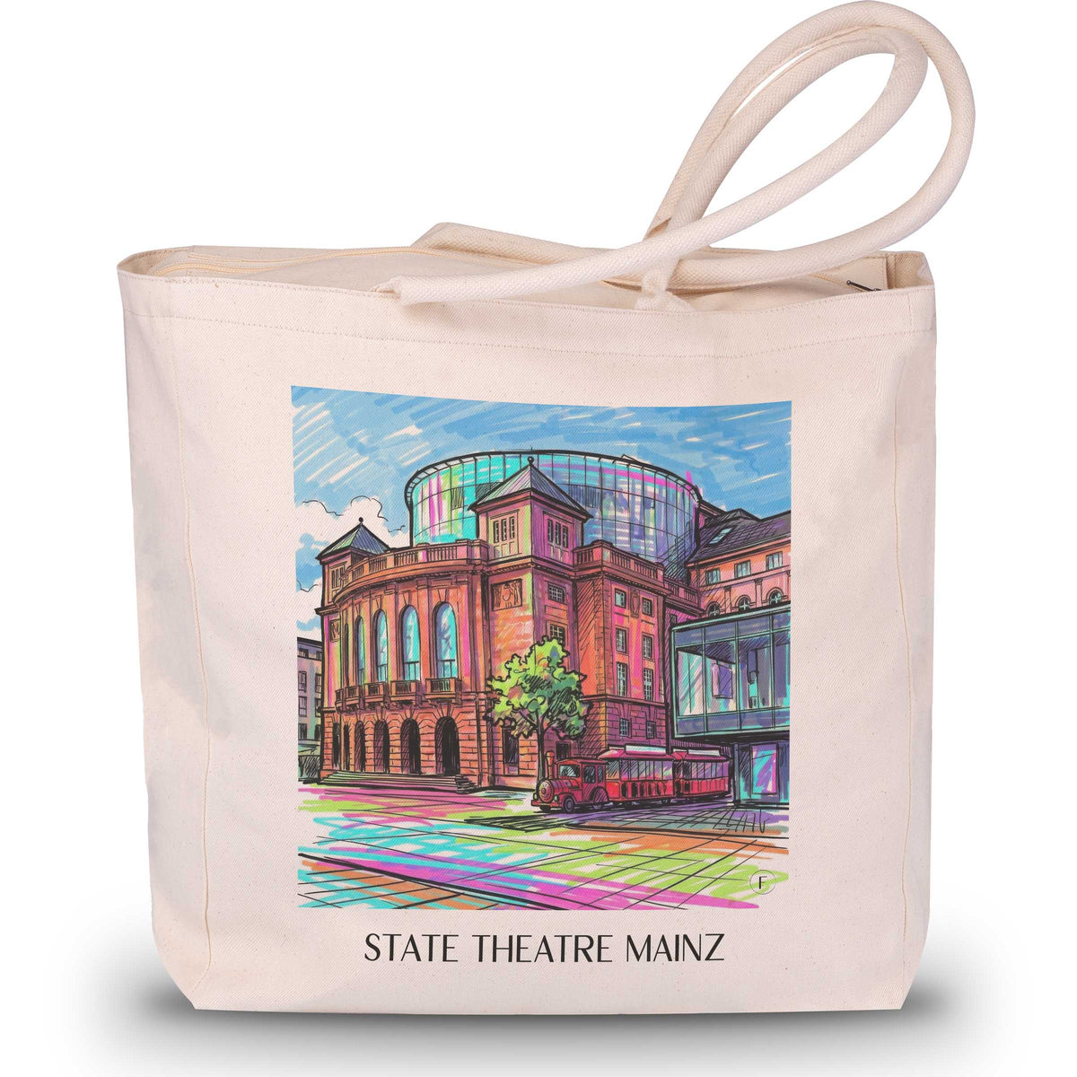 Staatstheater Shopping Tasche - Mainz - Deutschland Tote Bag - Einkaufstasche im Tag Graffiti Stil - favplace