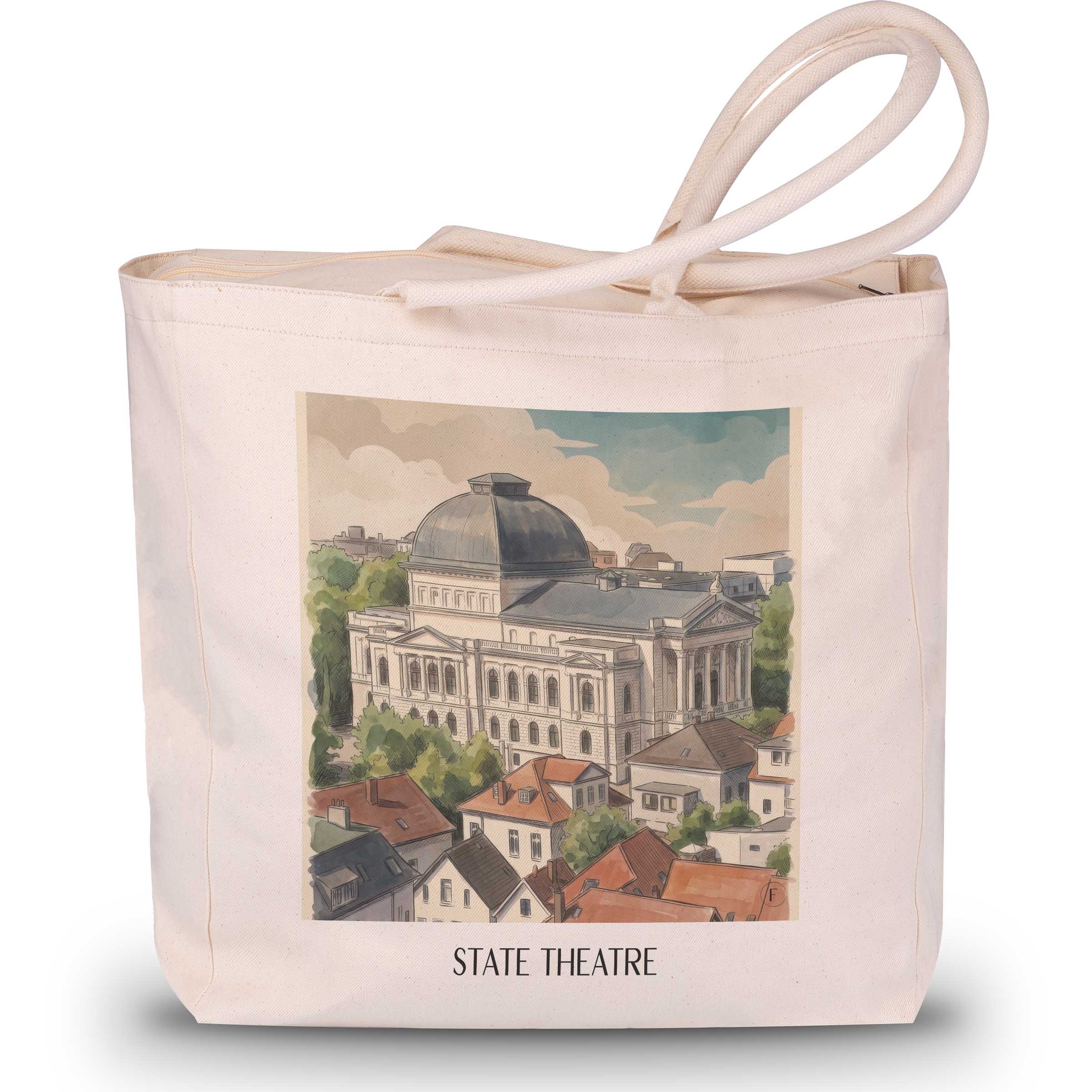 Staatstheater Shopping Tasche - Oldenburg - Deutschland Tote Bag - Einkaufstasche im Aquarell Stil - favplace