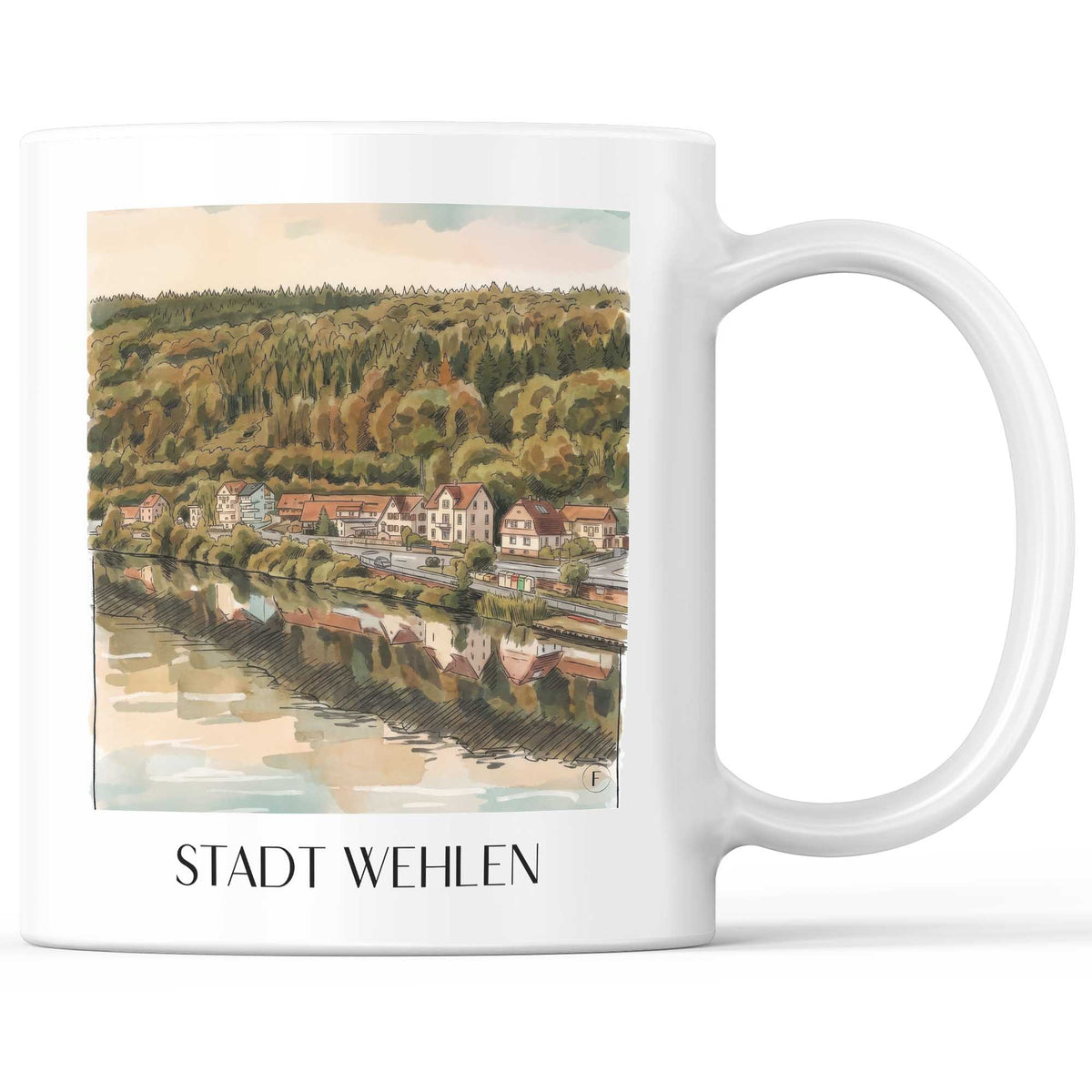 Stadt Wehlen Kaffeebecher - Sächsische Schweiz - Deutschland Becher - Kaffeetasse im Aquarell Stil - favplace