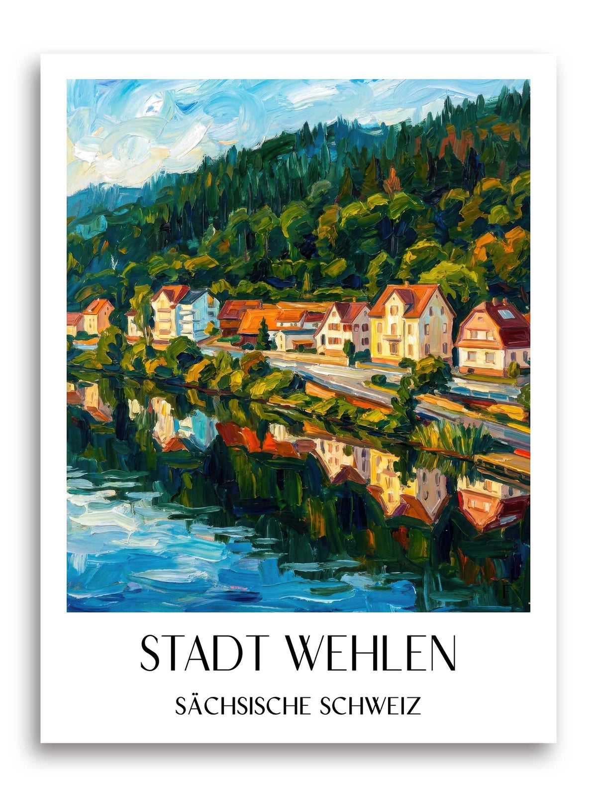 stadt-wehlen-sächsische-schweiz-deutschland-poster-oil-painting-oelgemaelde