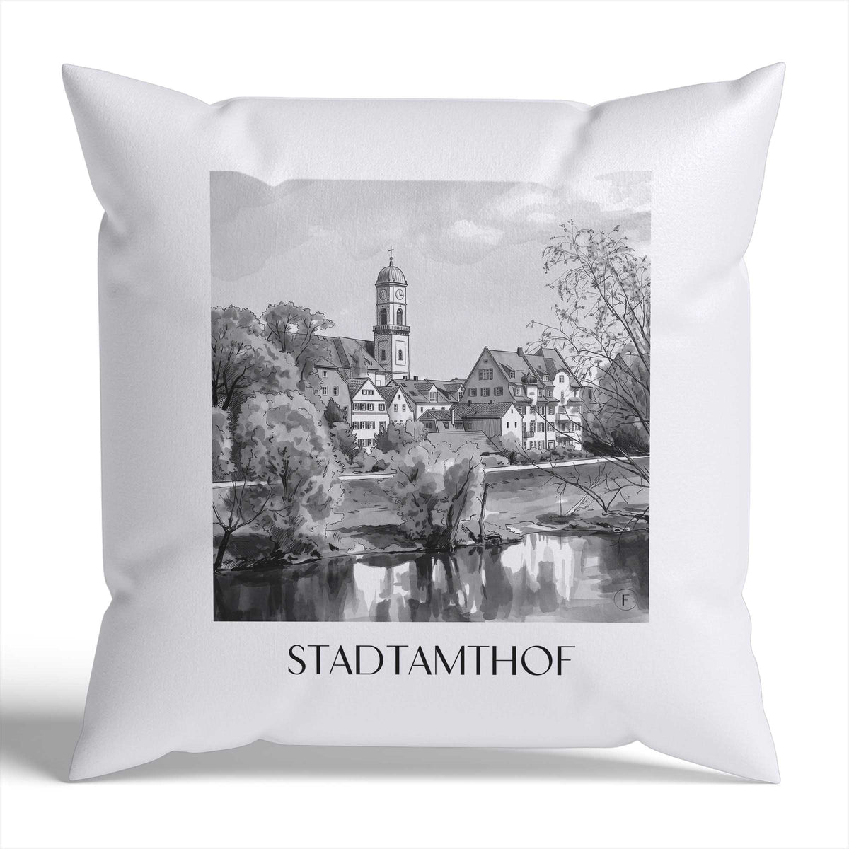 stadtamthof-regensburg-deutschland-kissenbezug-aquarell-schwarz-weiss