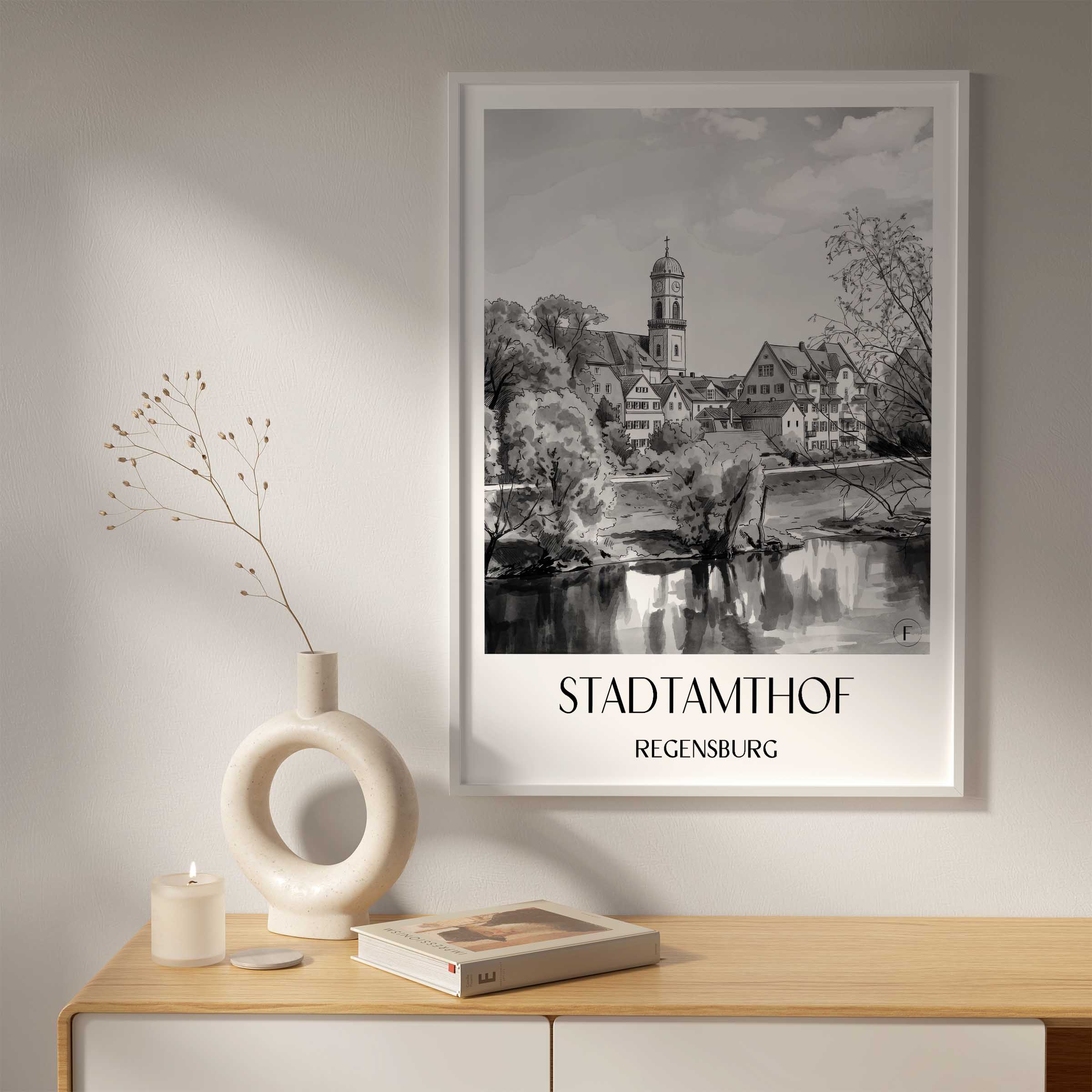 stadtamthof-regensburg-deutschland-poster-aquarell-schwarz-weiss
