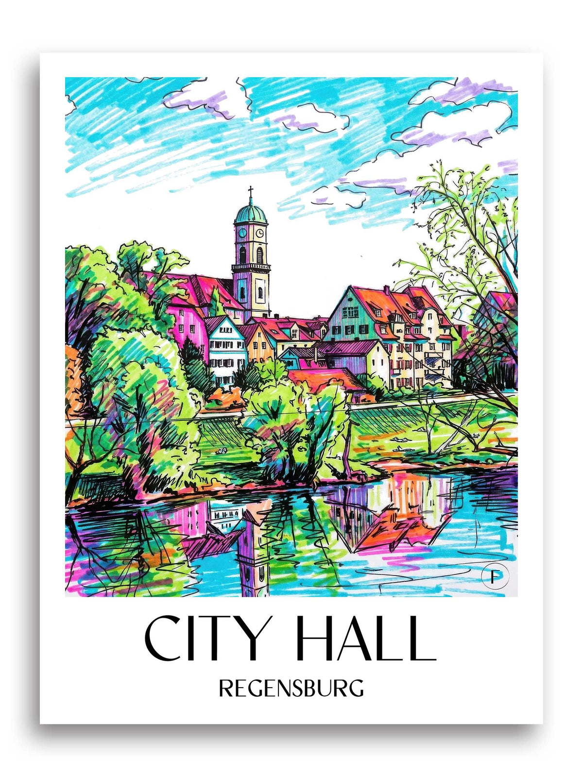 Stadtamthof Poster - Regensburg - Deutschland Kunstdruck - Tag Graffiti von A4 bis A1 - favplace